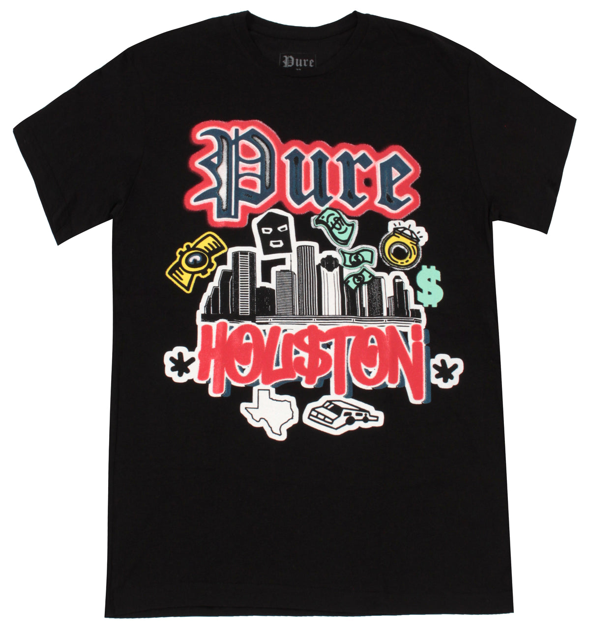 Pure Houston Spray Paint skyline (Black)