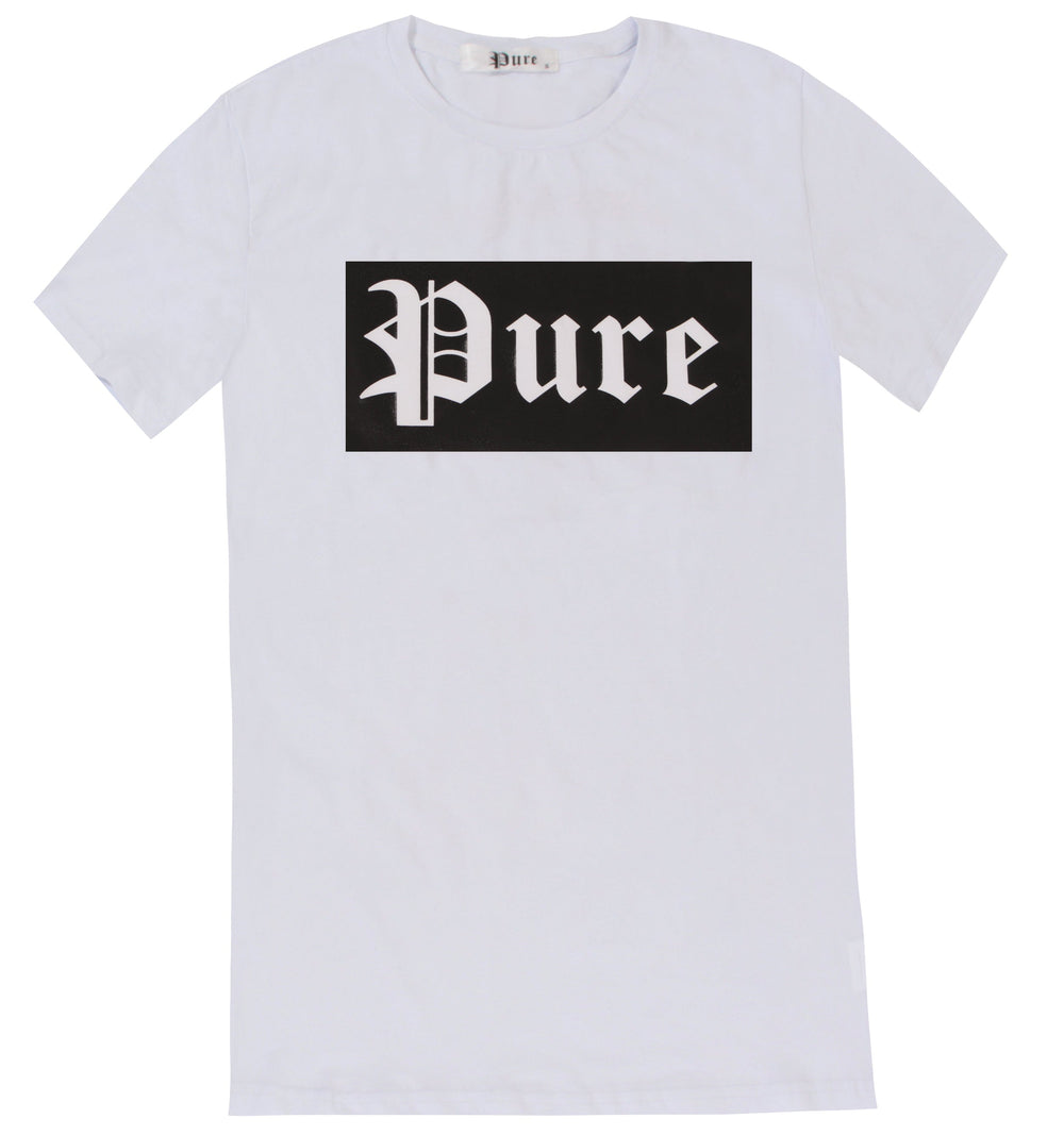 Stretch Pure Tee White with Black Block Logo in white/black – view 8 of 9