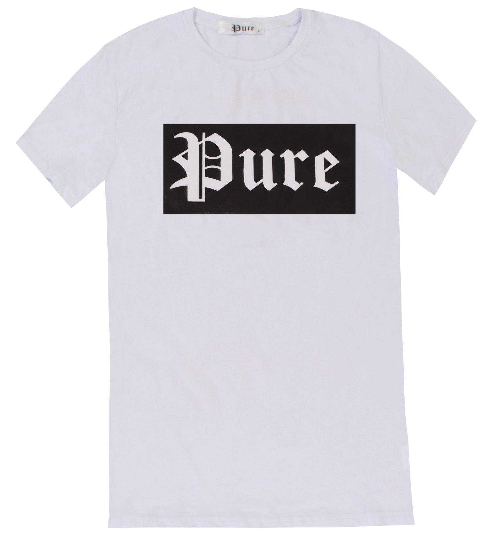 Stretch Pure Tee White with Black Block Logo in white/black – view 8 of 9