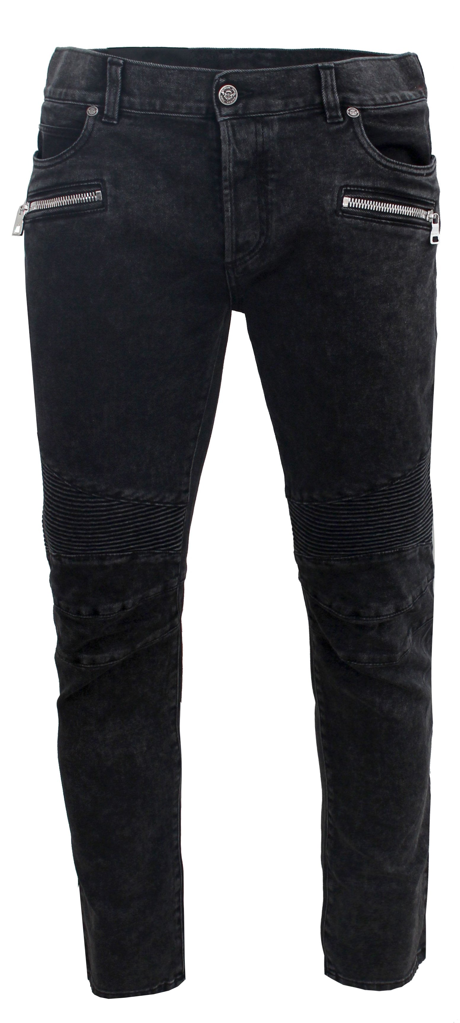 Ribbed Slim Jeans Black Bleached