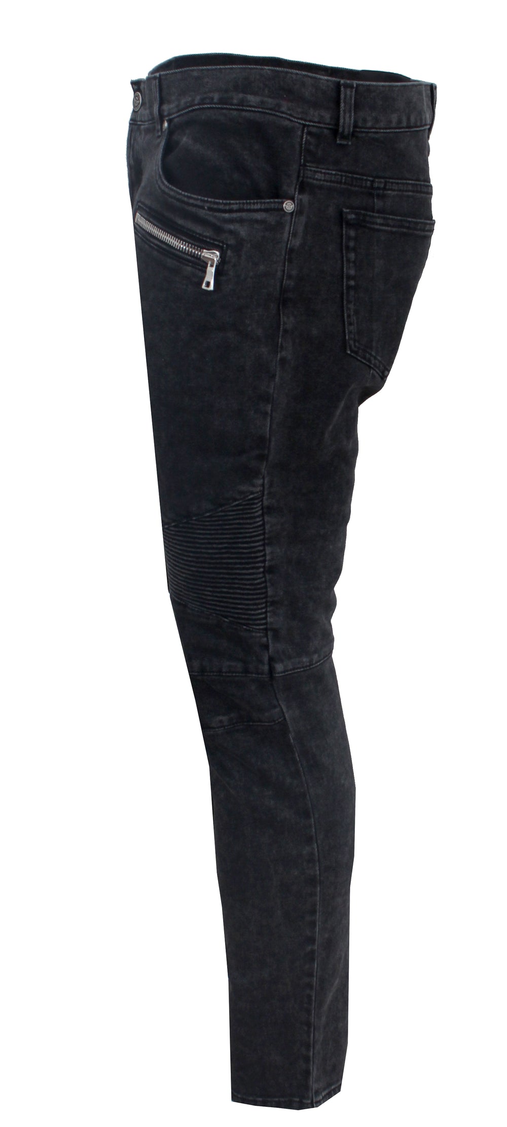 Ribbed Slim Jeans Black Bleached