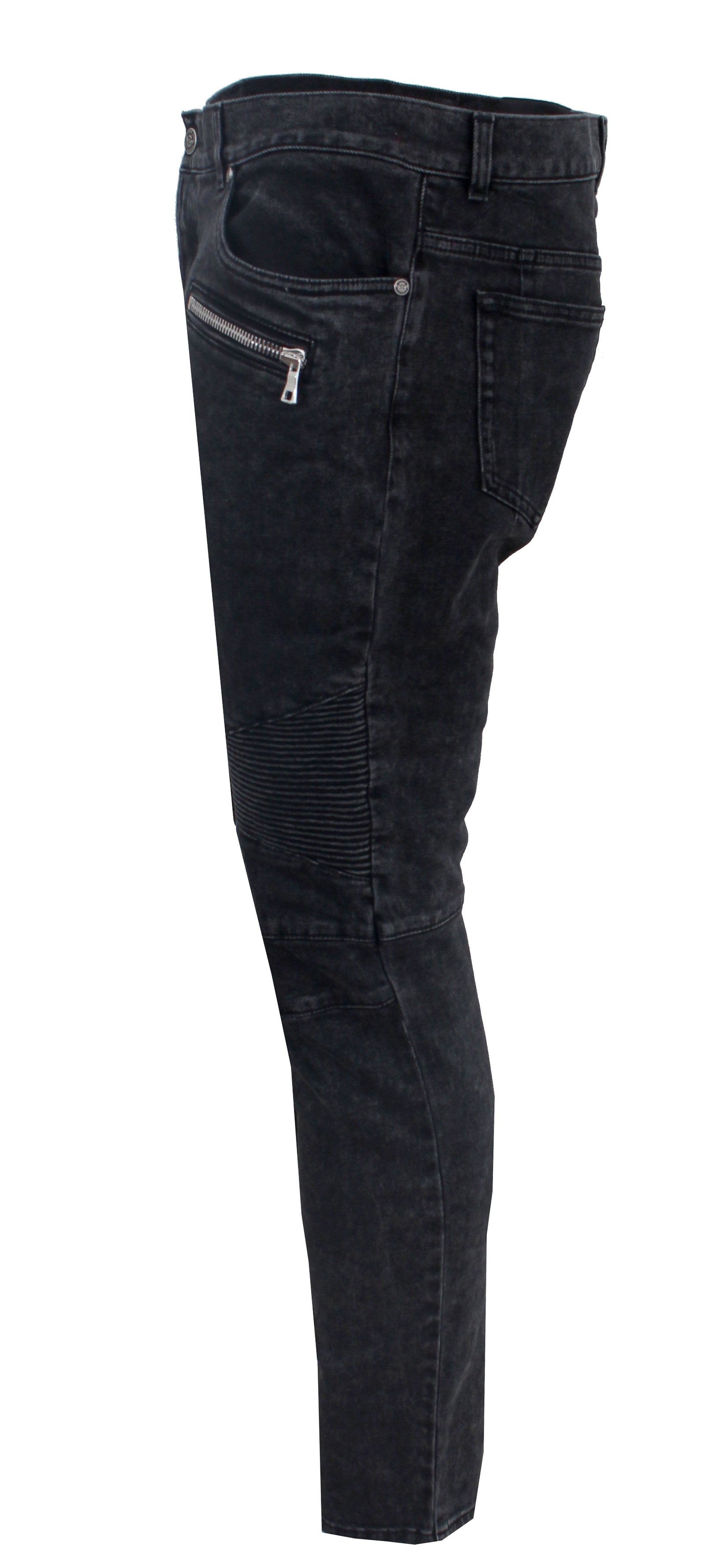 Ribbed Slim Jeans Black Bleached