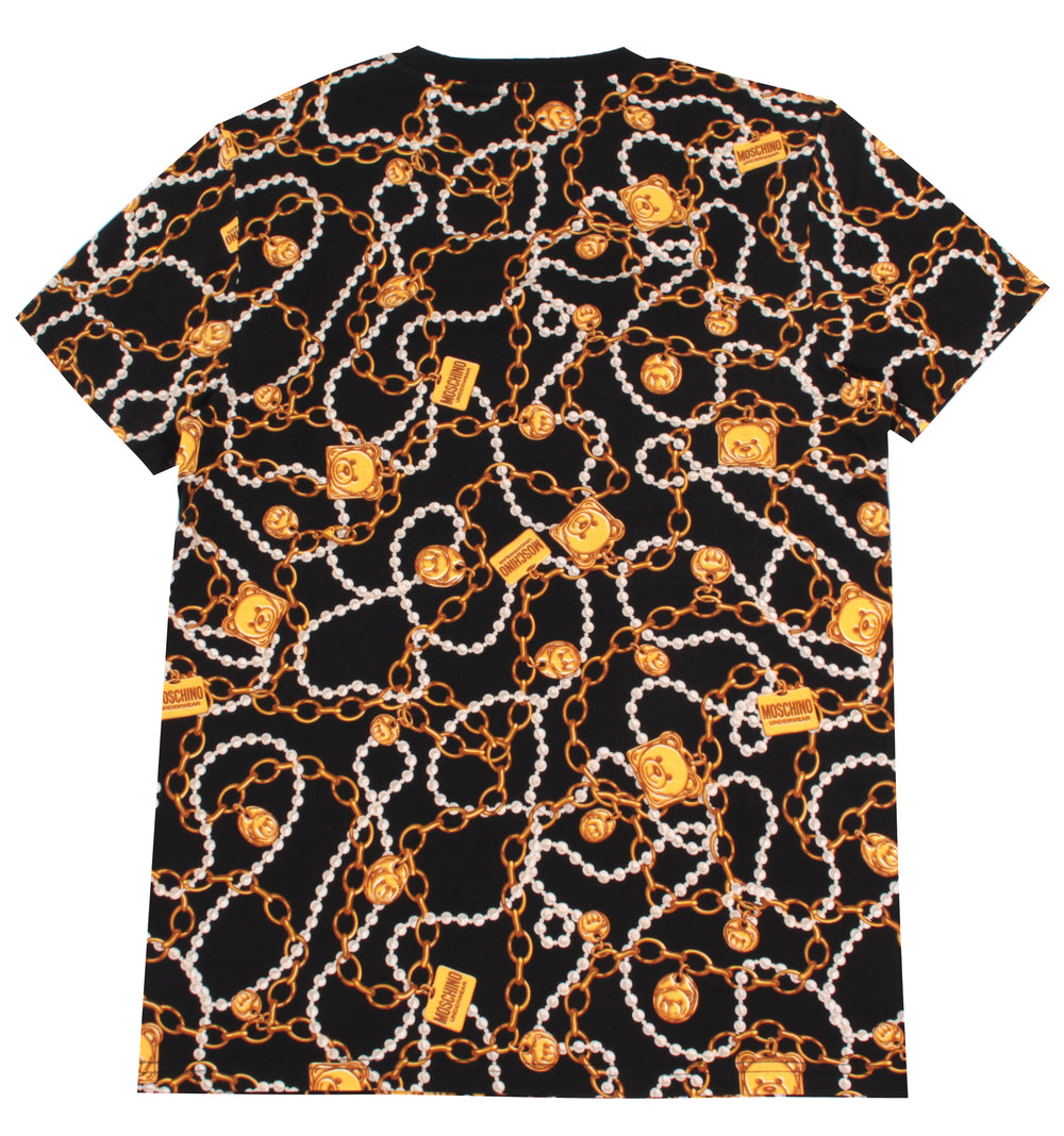 Moschino Allover Chain Bear Logo Tee in black – view 2 of 2