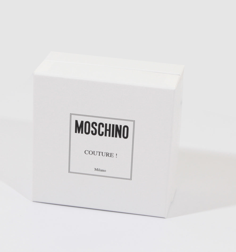 Moschino Allover Logo Leather Belt - Black & Silver – view 2 of 2