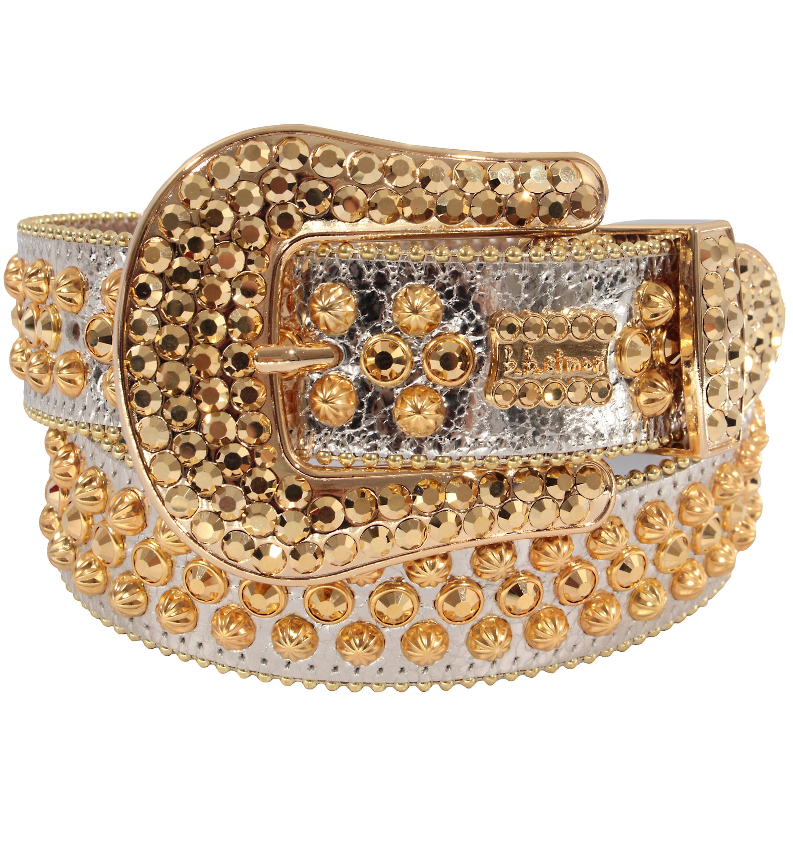 B.B. Simon 2682 metallic belt with gold crystals and gold parachutes in gold – view 1 of 1