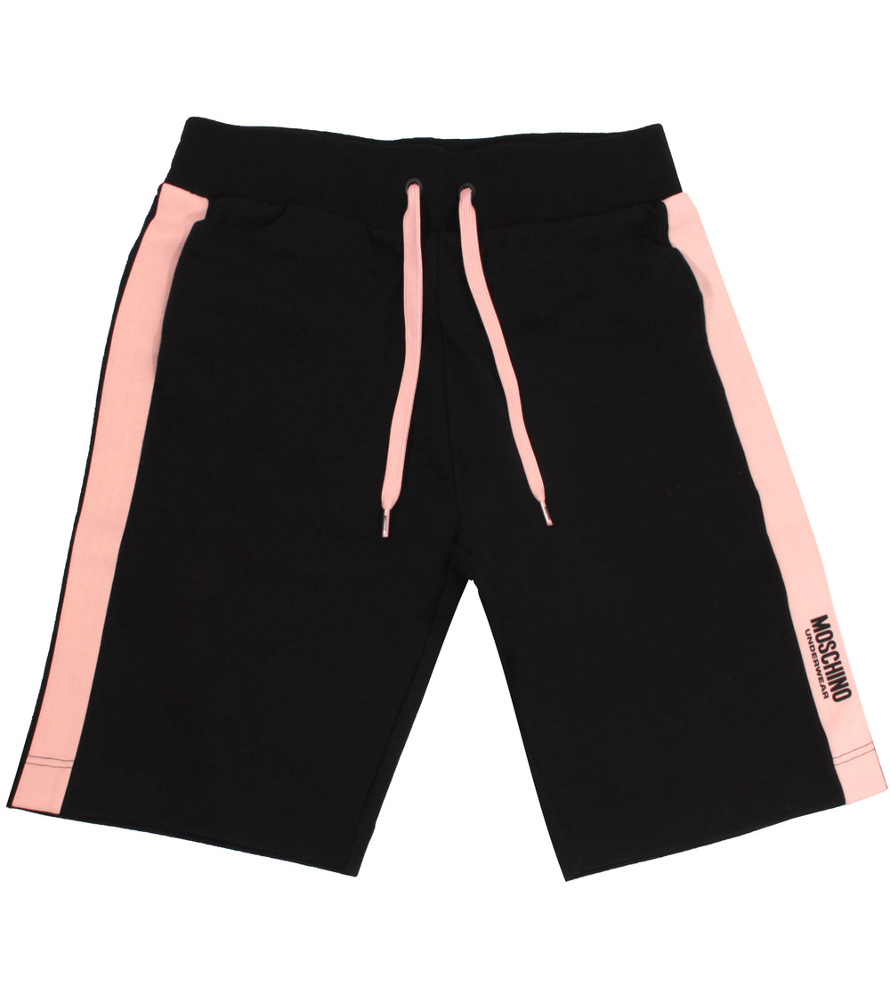 MOSCHINO UNDERWEAR Pink Stripe Logo Shorts - Black – view 1 of 2