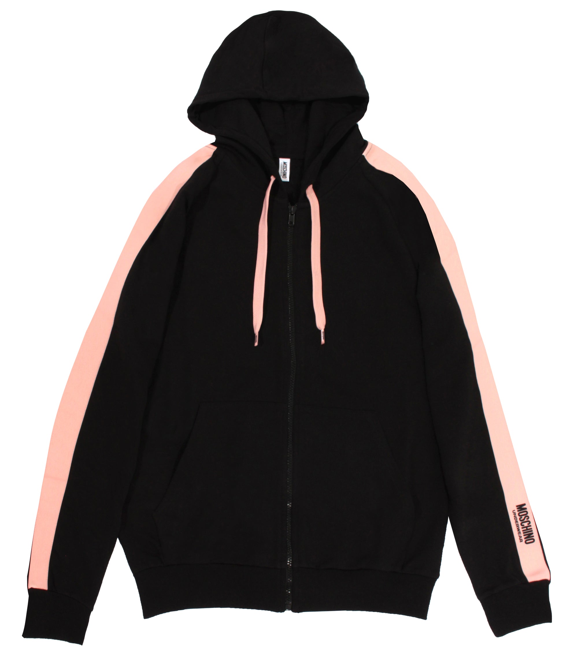 Pink Side Stripe Zip Up Jacket - Black
