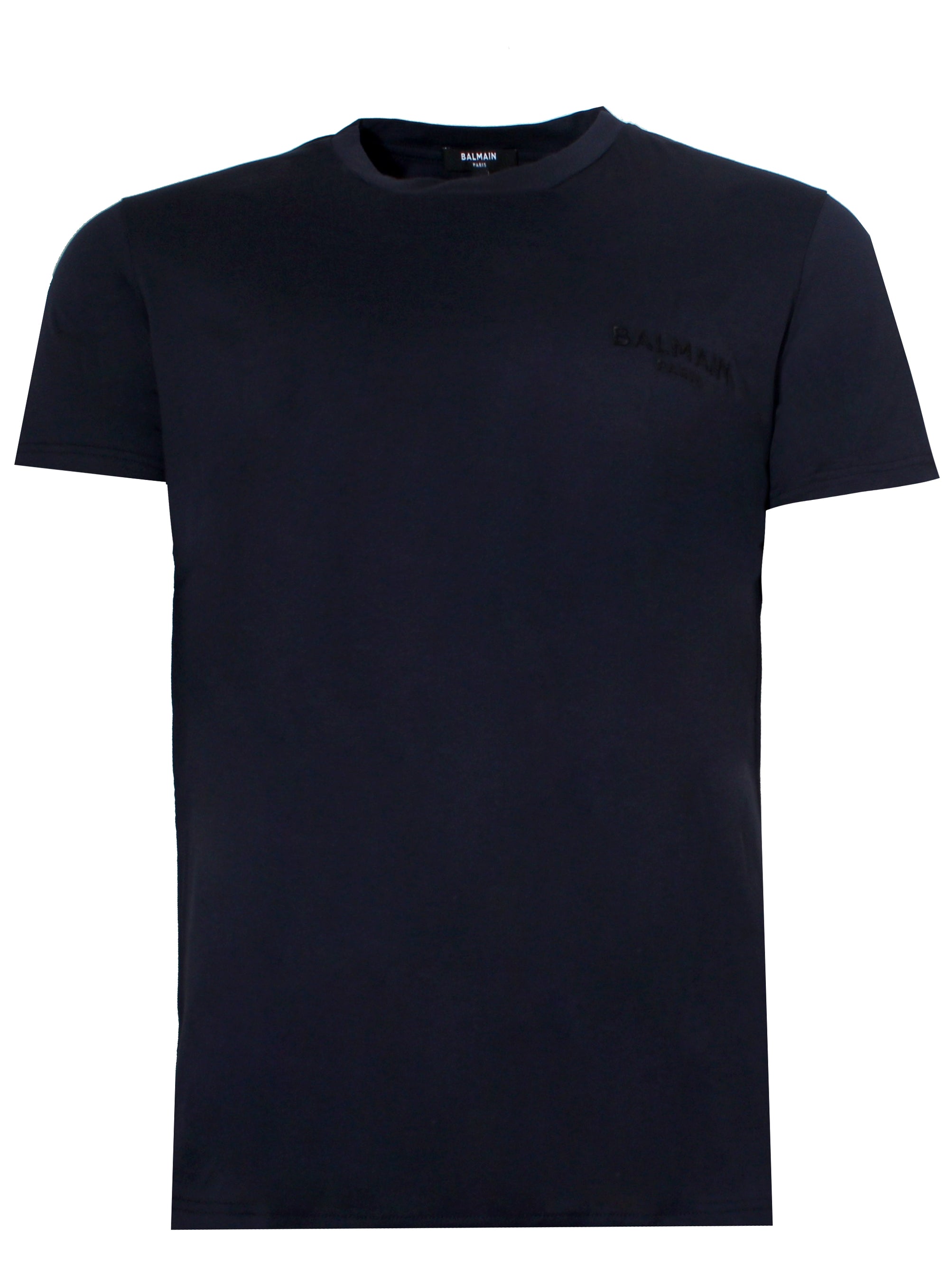 Balmain Paris Short Sleeve Logo Tee Shirt-Dark Blue