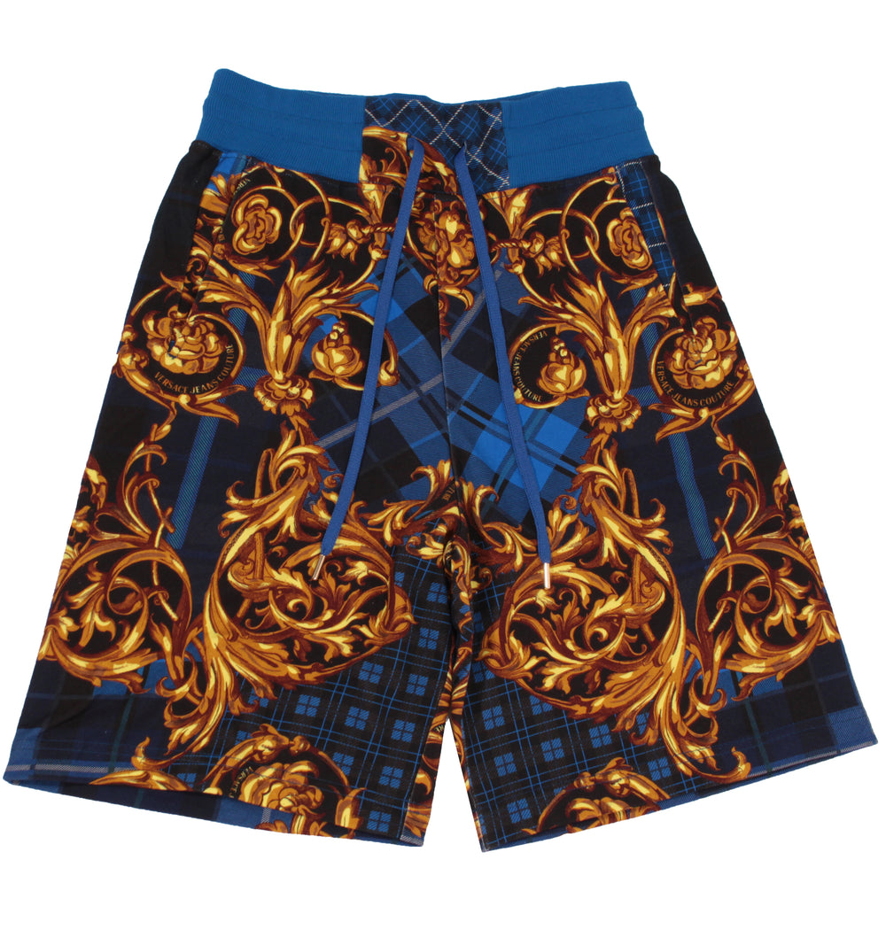 Versace Baroque Printed Shorts in blue and gold – view 1 of 2