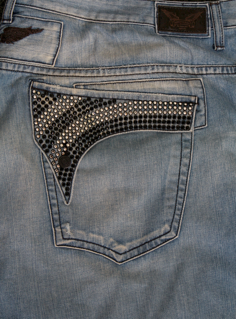 Robin's Jean Men's Denim with Clear and Black Crystals in black – view 3 of 3