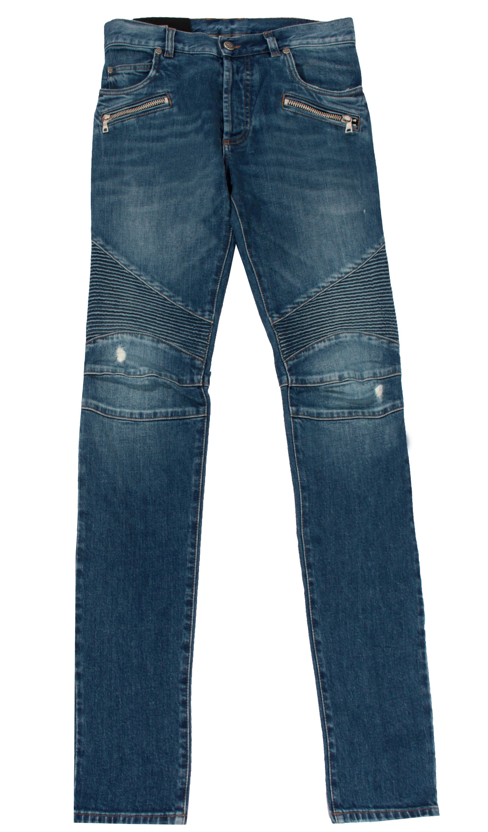 Balmain Ribbed Tapered Jeans Double Stonewash in Blue – view 1 of 2