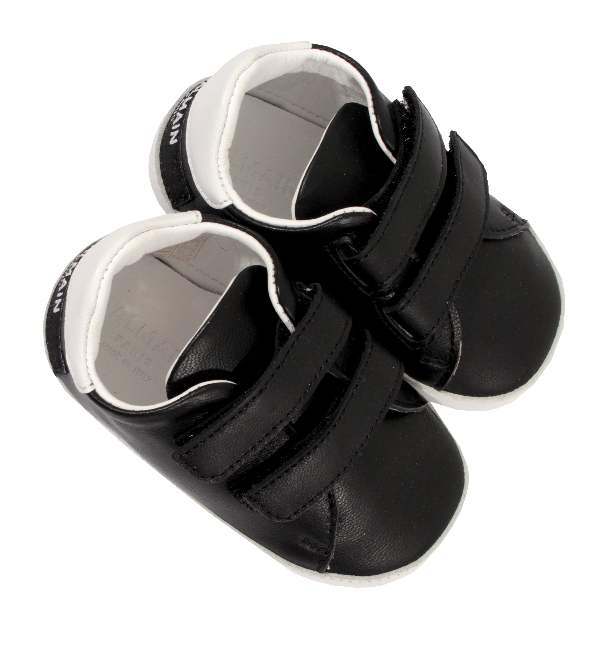 Crib Shoes With Contrast Soles - Black & White