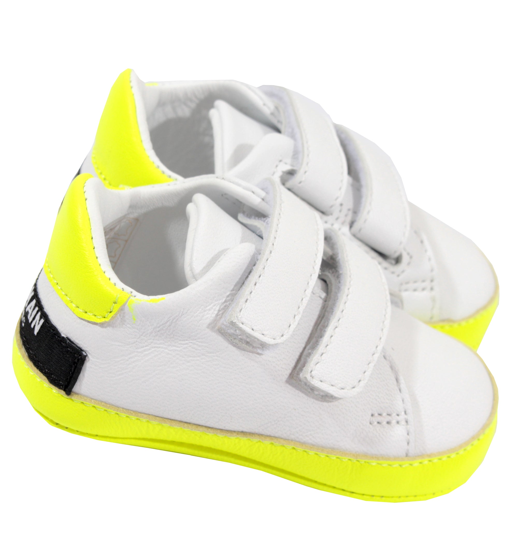 Crib Shoes With Contrast Soles - White & Yellow