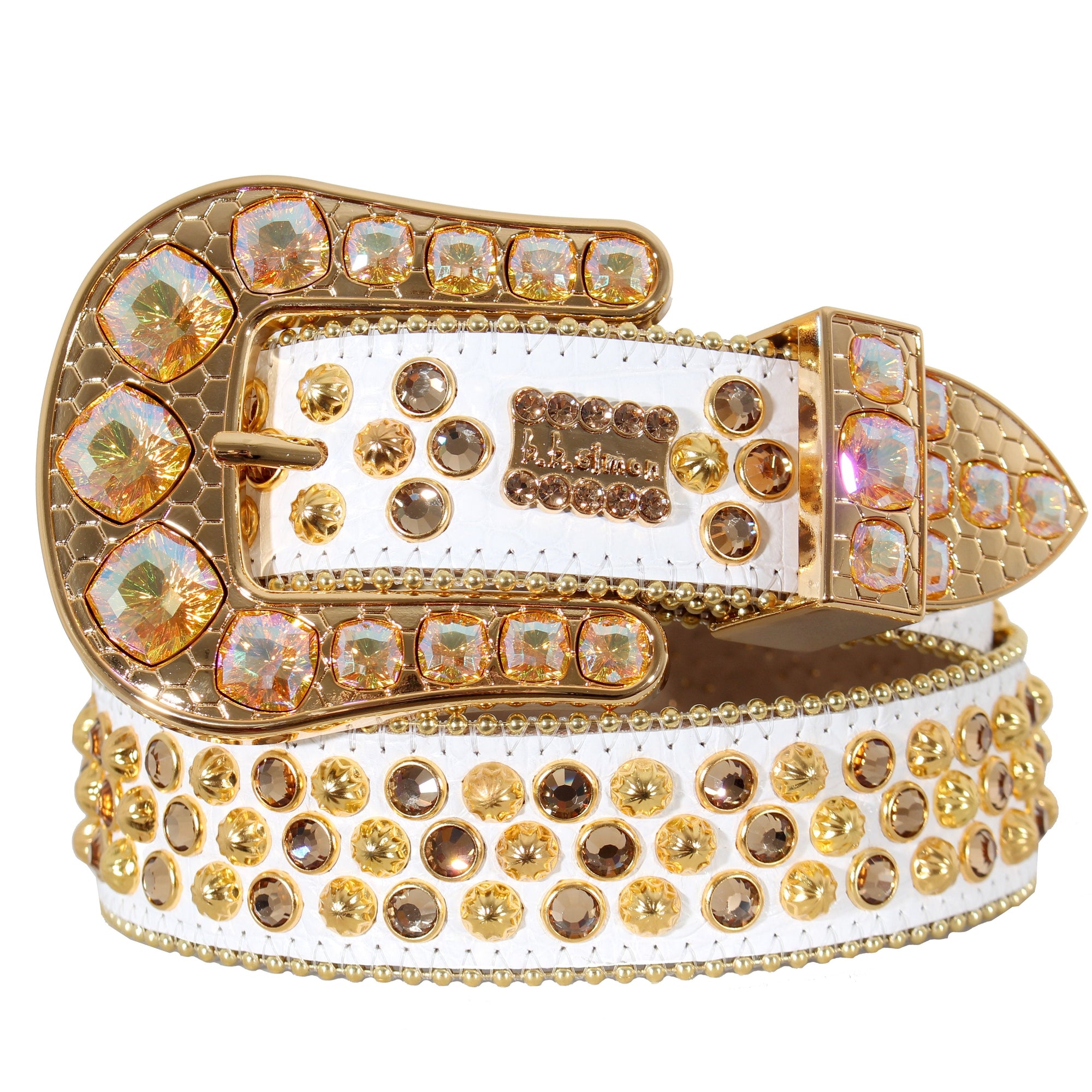 Big crystals white and gold belt