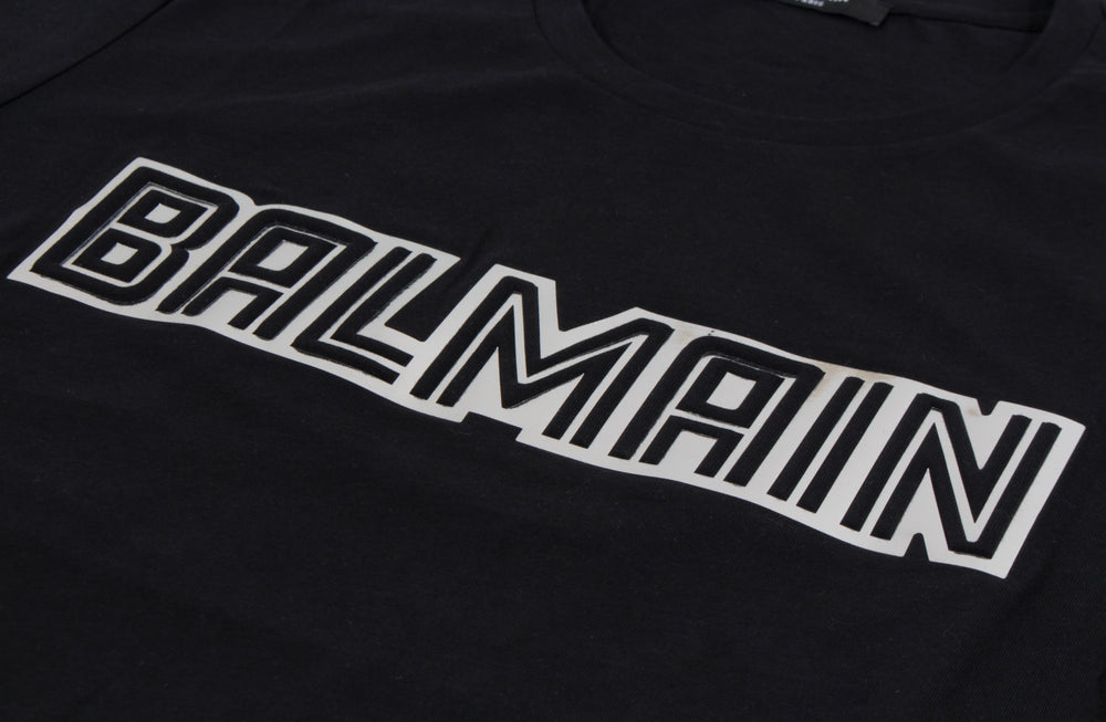 Metallic Balmain Embossed T-Shirt in black and silver – view 2 of 3