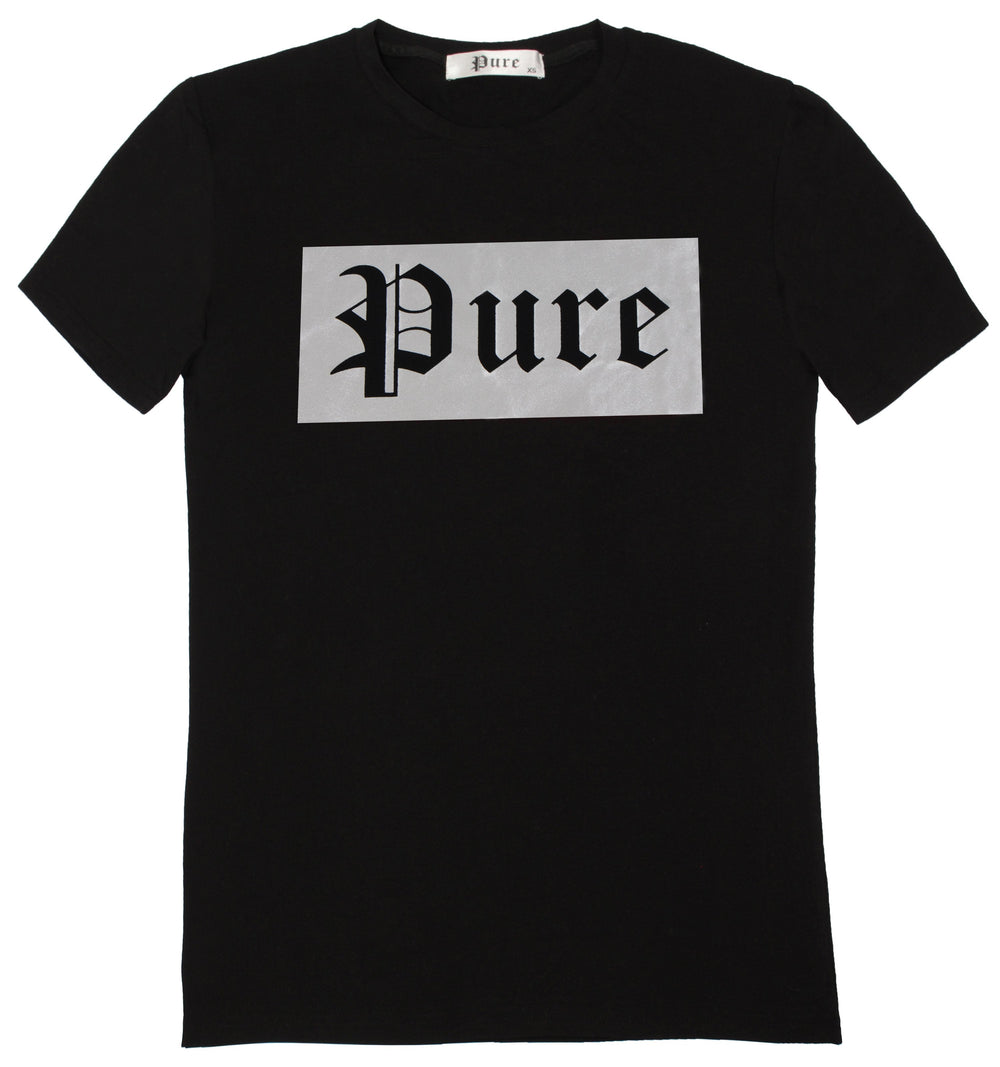 Black Tee with Silver Pure Logo in black with silver logo – view 1 of 2