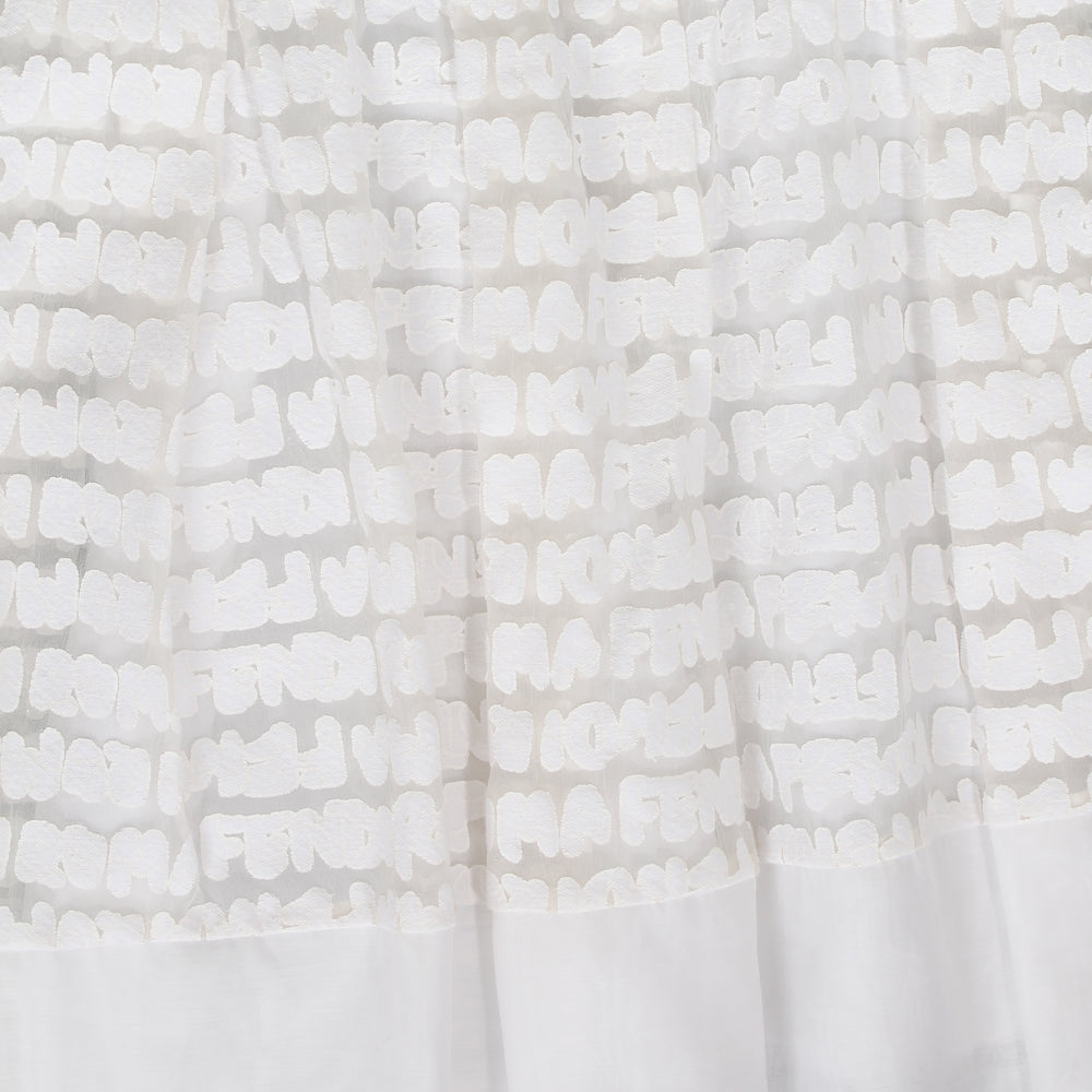 Girls Fendi Logo Lace Dress-White