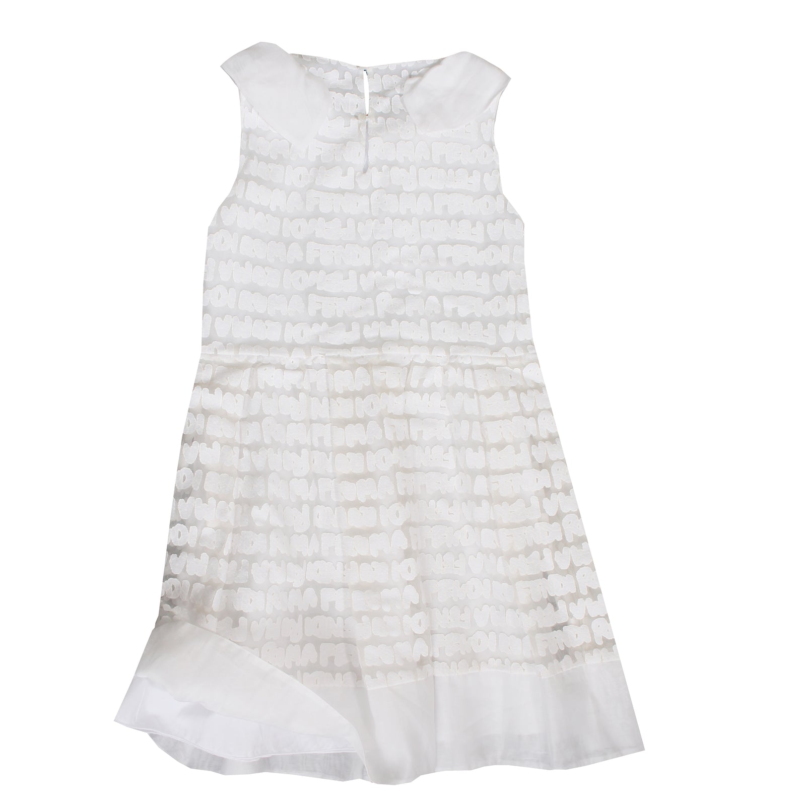 Girls Fendi Logo Lace Dress-White