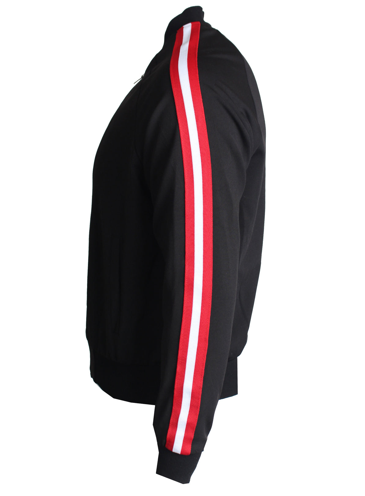 Men's Long Sleeve Track Jacket with Side Stripes-Black