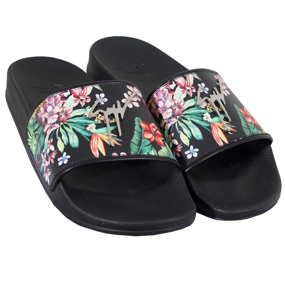 Giuseppe Zanotti Newburel Floral Slides in black – view 2 of 4