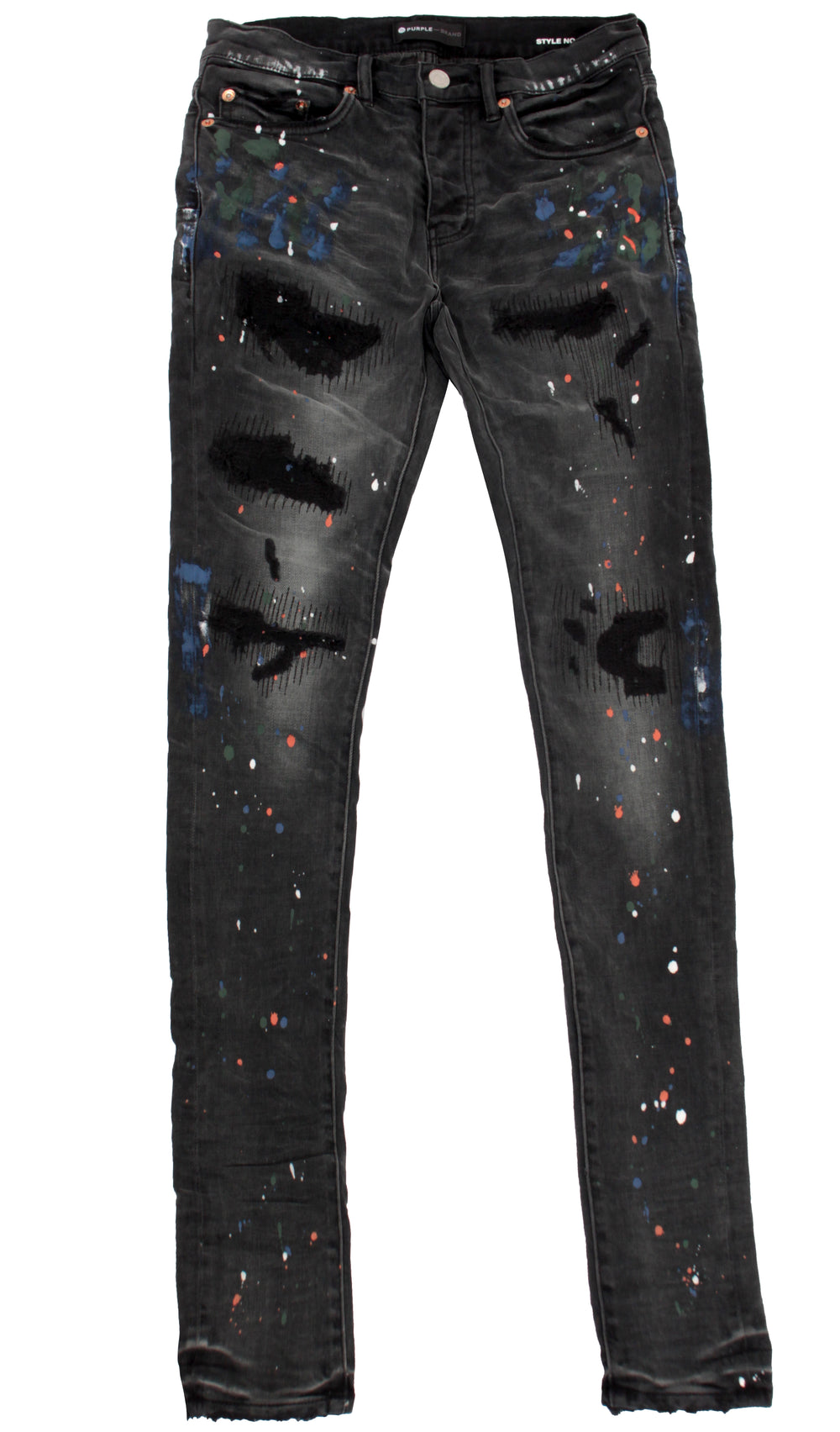 Purple Brand P001 Jeans in black paint repair – view 4 of 5