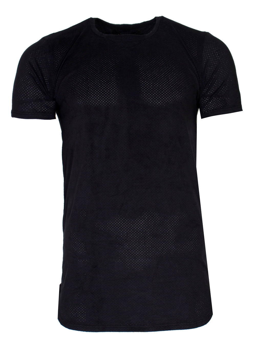 Kash Extended Suede Perforated Tee in black – view 1 of 2