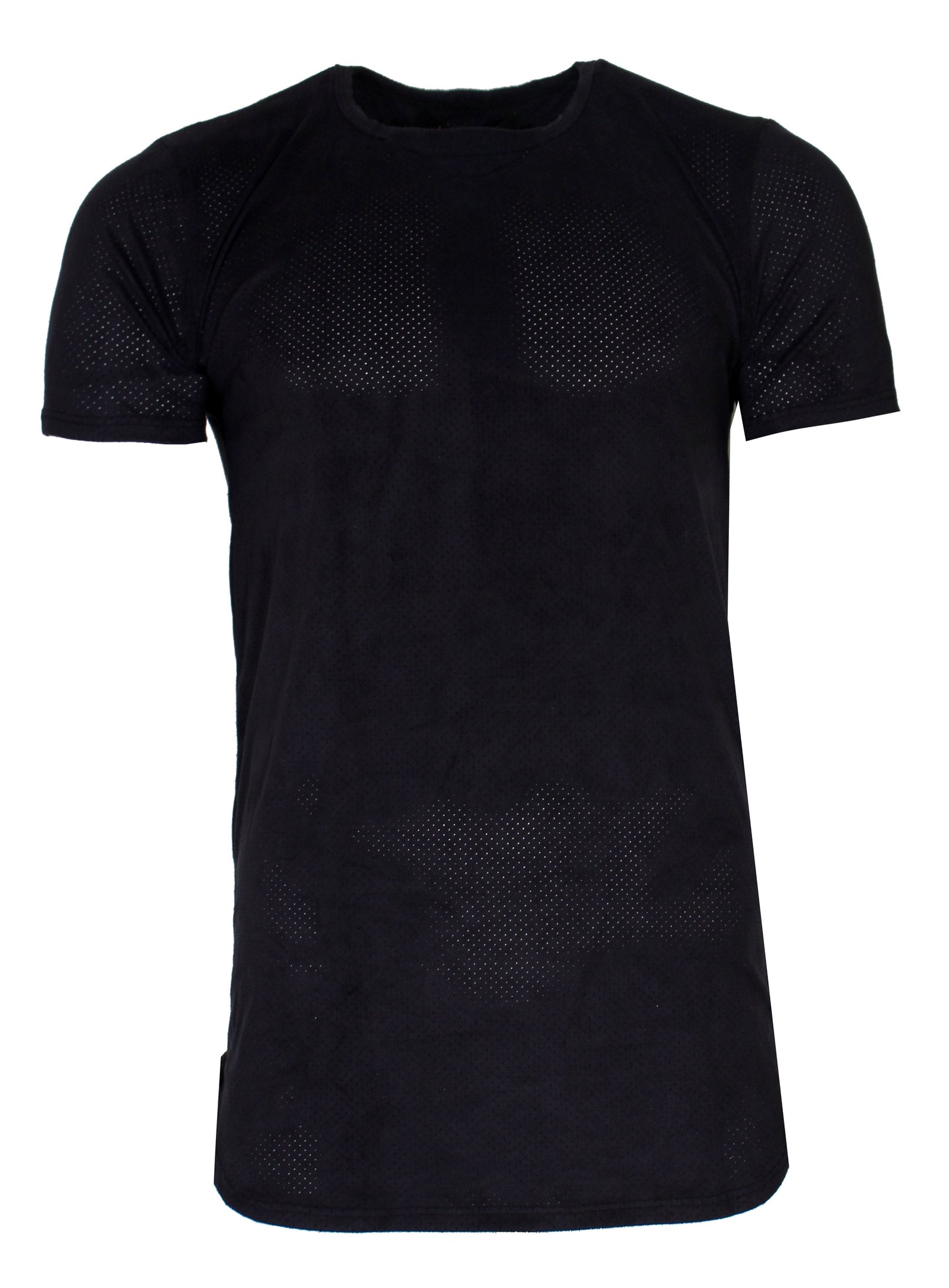 Kash Extended Suede Perforated Tee in black – view 1 of 2