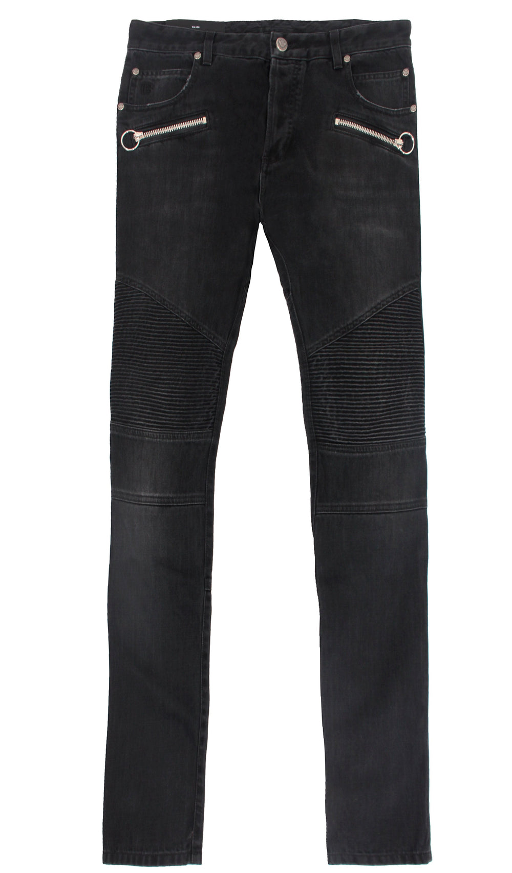 Balmain Monogram Revers Ribbed Slim Jeans in Black – view 1 of 2