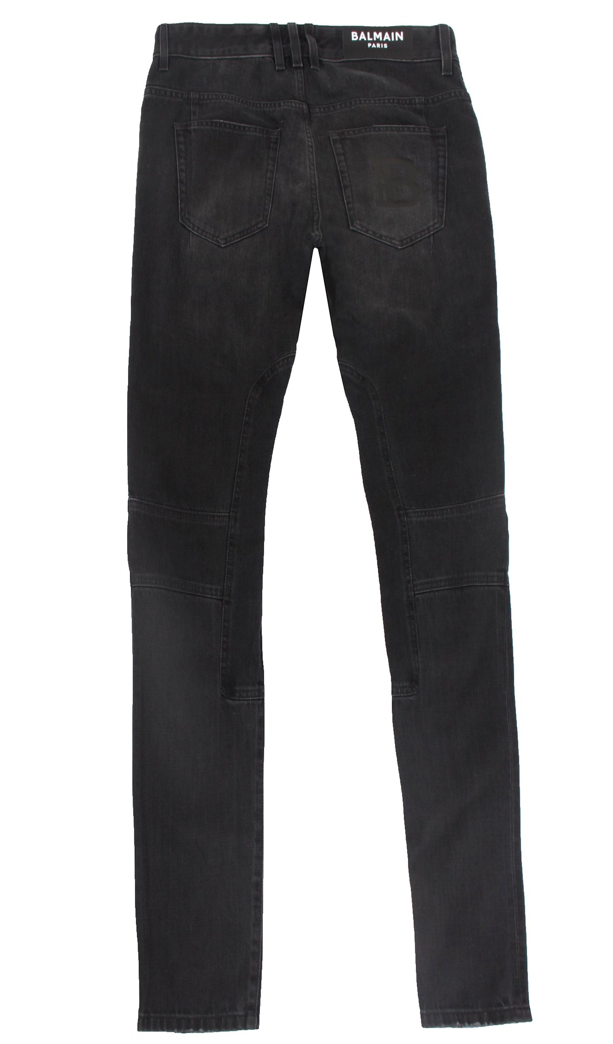 Monogram Revers Ribbed Slim Jeans - Black