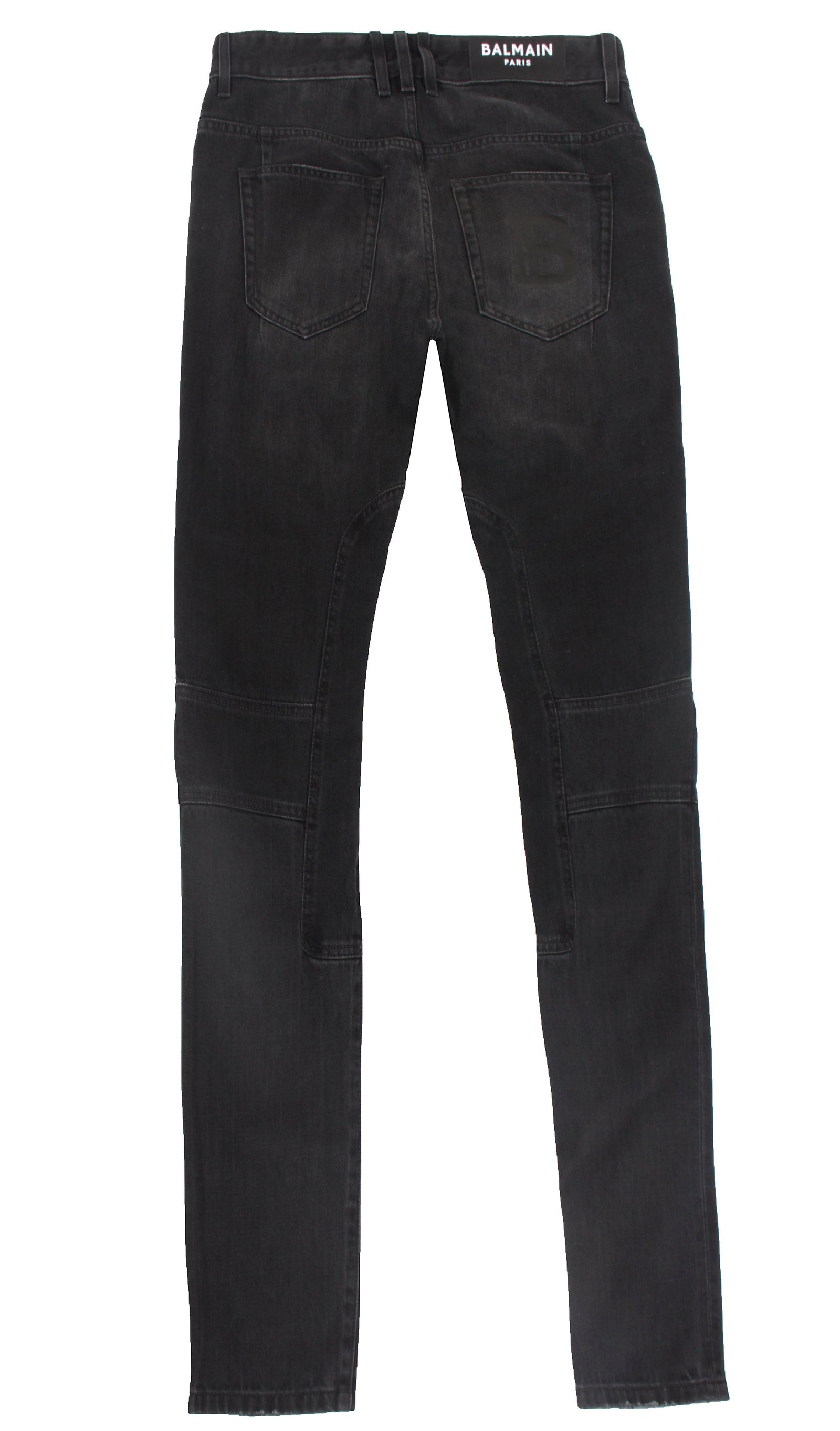 Balmain Monogram Revers Ribbed Slim Jeans in Black – view 2 of 2