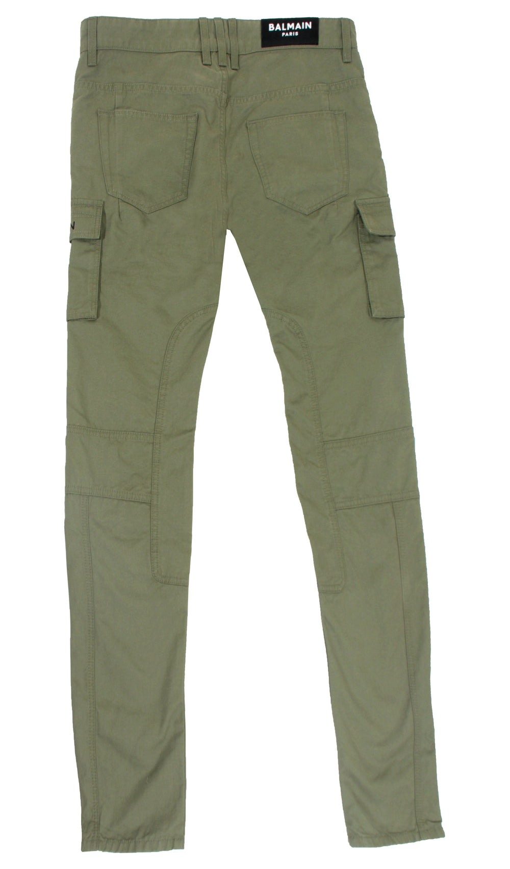 Balmain Ribbed Slim Cargo Denim Pants - Green – view 2 of 2