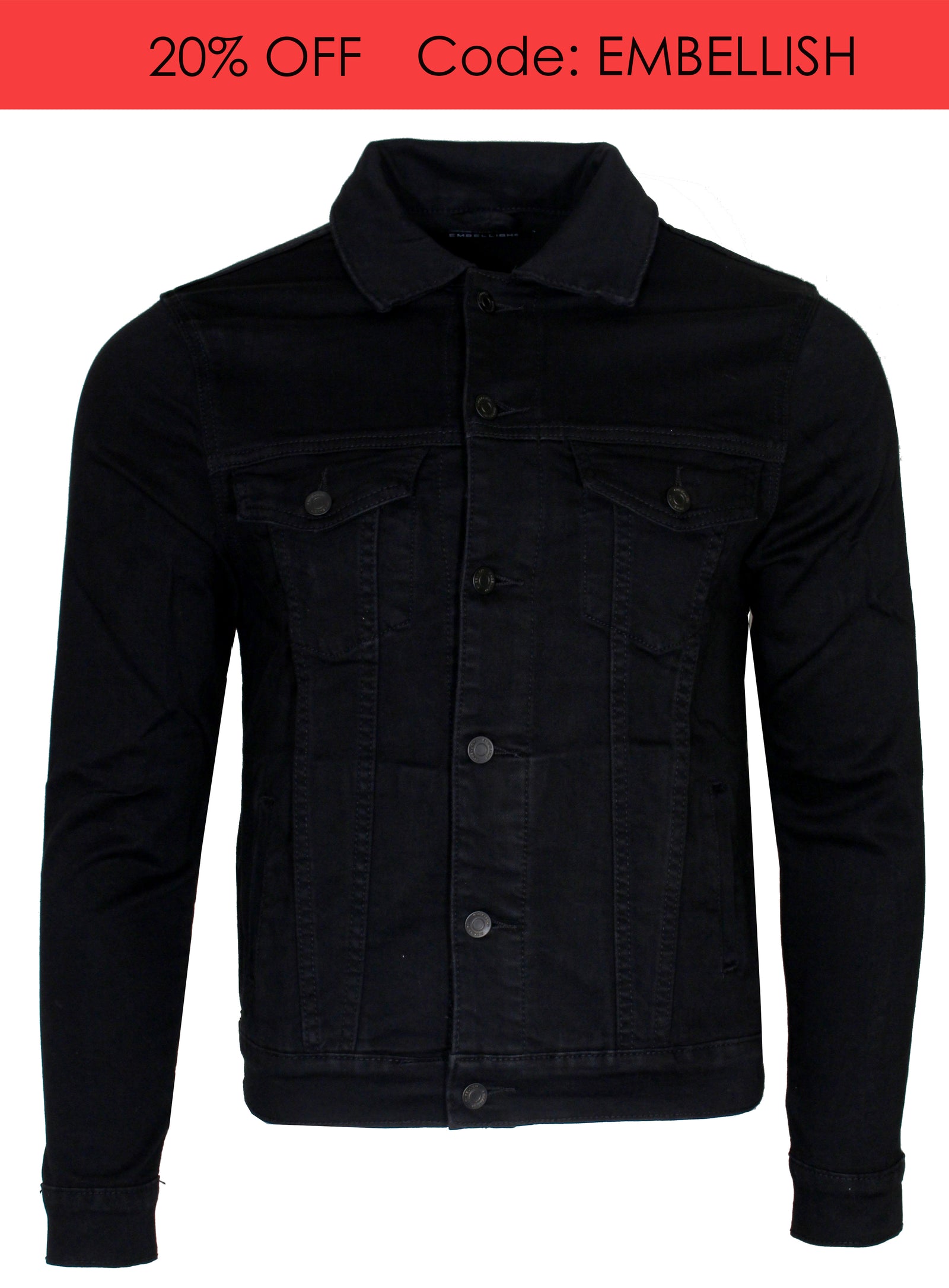 Embellish Men's Watson Denim Jacket in black distressed – view 1 of 3