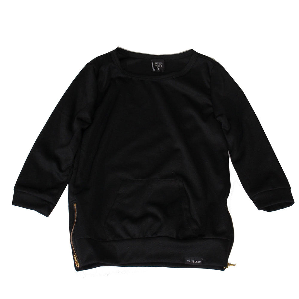 Haus of JR Kids Tren Long Sleeve Side Zip Top in black – view 1 of 2