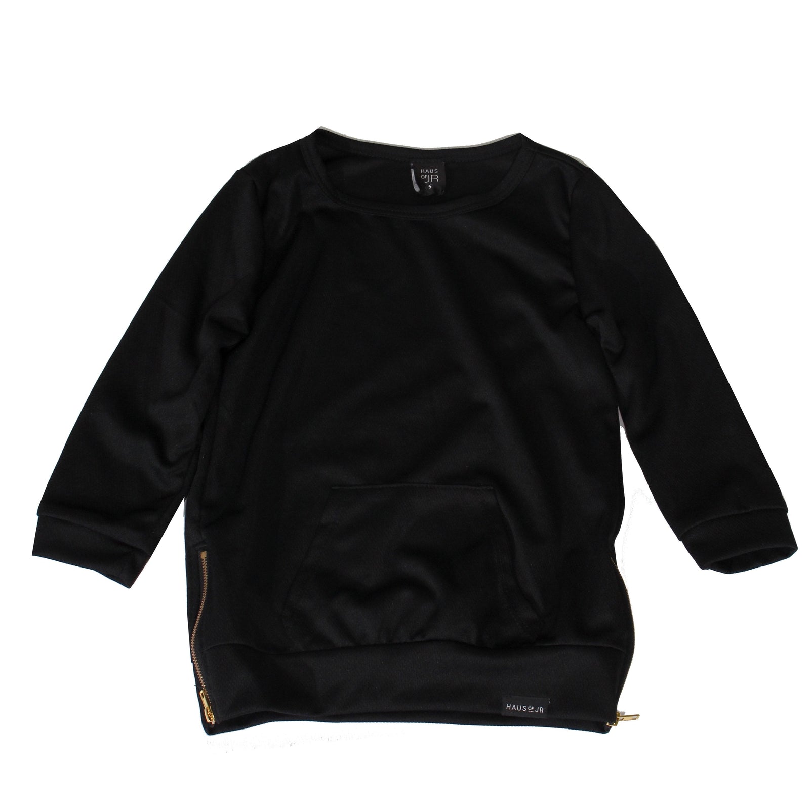 Haus of JR Kids Tren Long Sleeve Side Zip Top in black – view 1 of 2