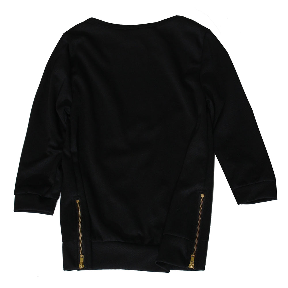 Haus of JR Kids Tren Long Sleeve Side Zip Top in black – view 2 of 2