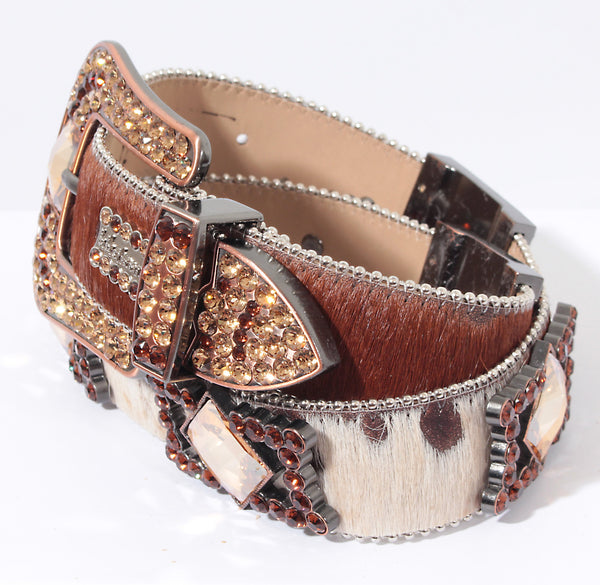 BB Simon Tan Caimen Leather Belt with Silver Buckle B.B. Simon | Accessories | Bb Simon Gold Rhinestone Belt  main image 2