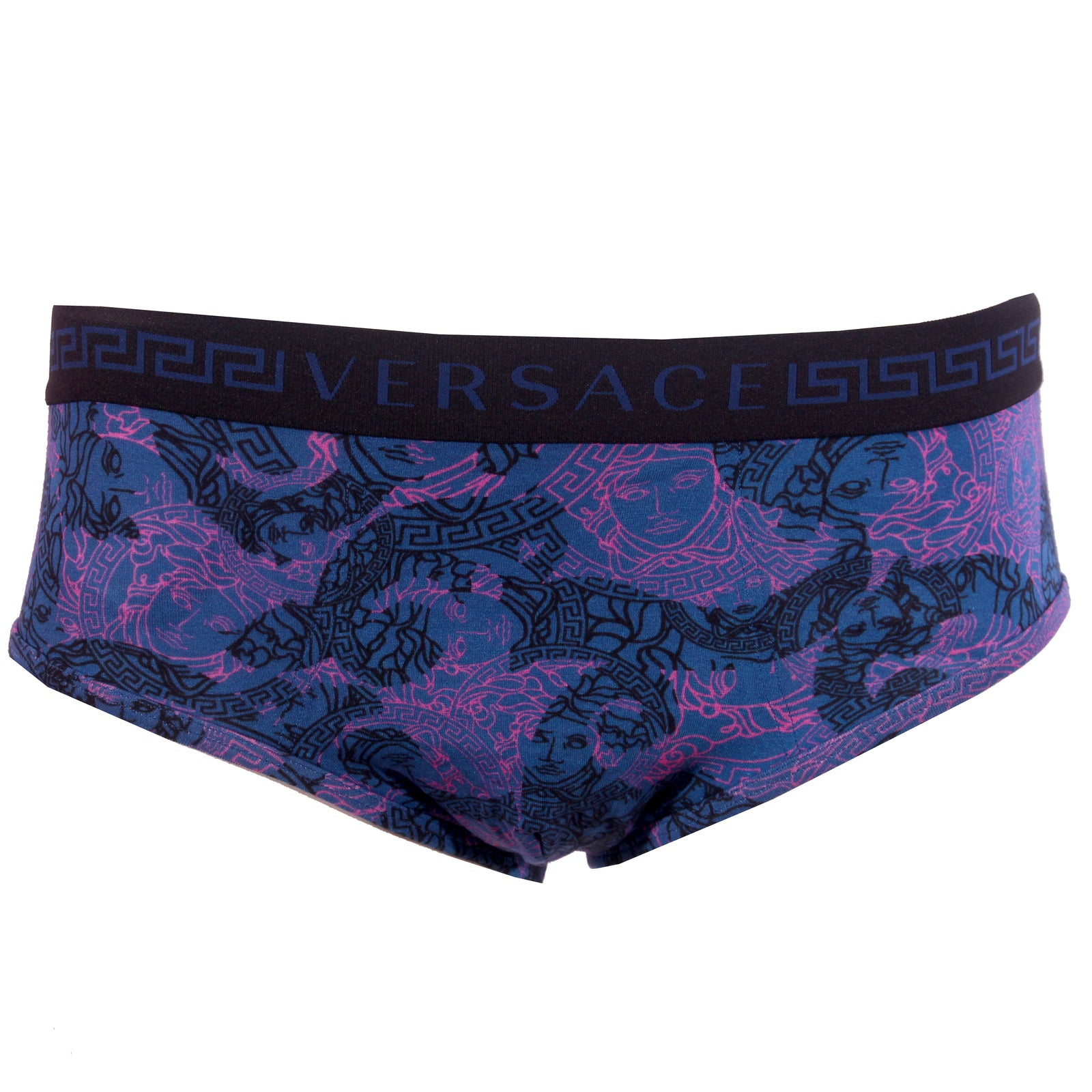 Versace Men's Low-Rise Medusa Head Slip in blue and pink – view 3 of 3