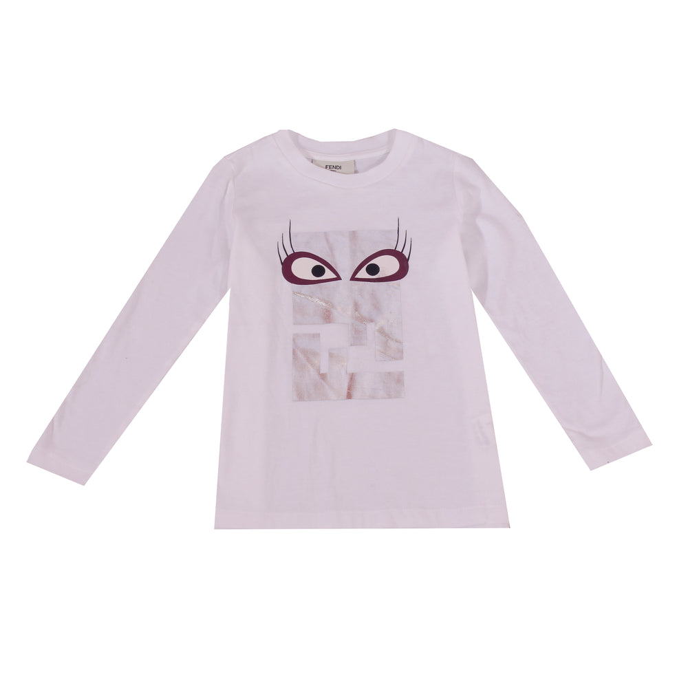 Fendi Girls Long Sleeve Monster Metallic Top