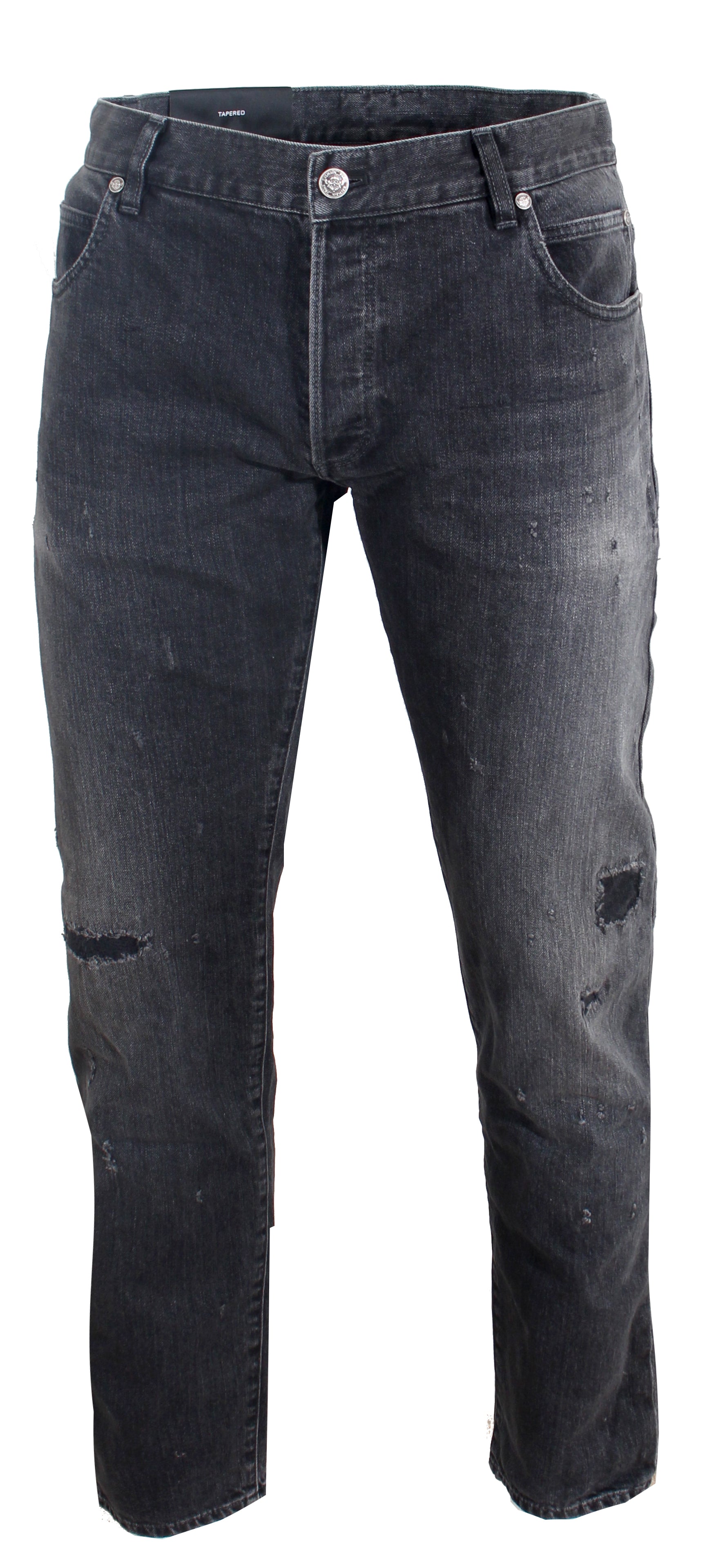 Selvedge Tapered Jeans - Repair Black