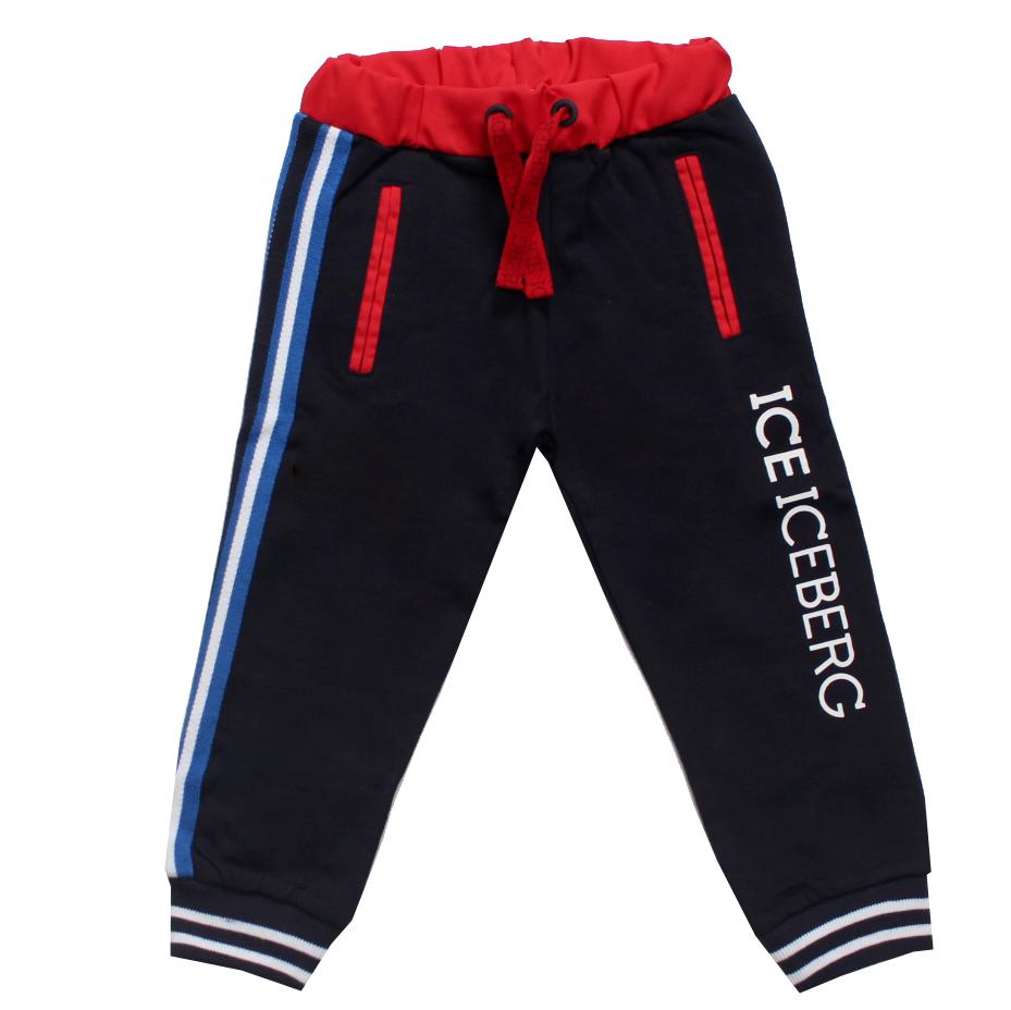 Iceberg Boys Sweatpants with Logo and Stripe Detail in navy – view 1 of 2