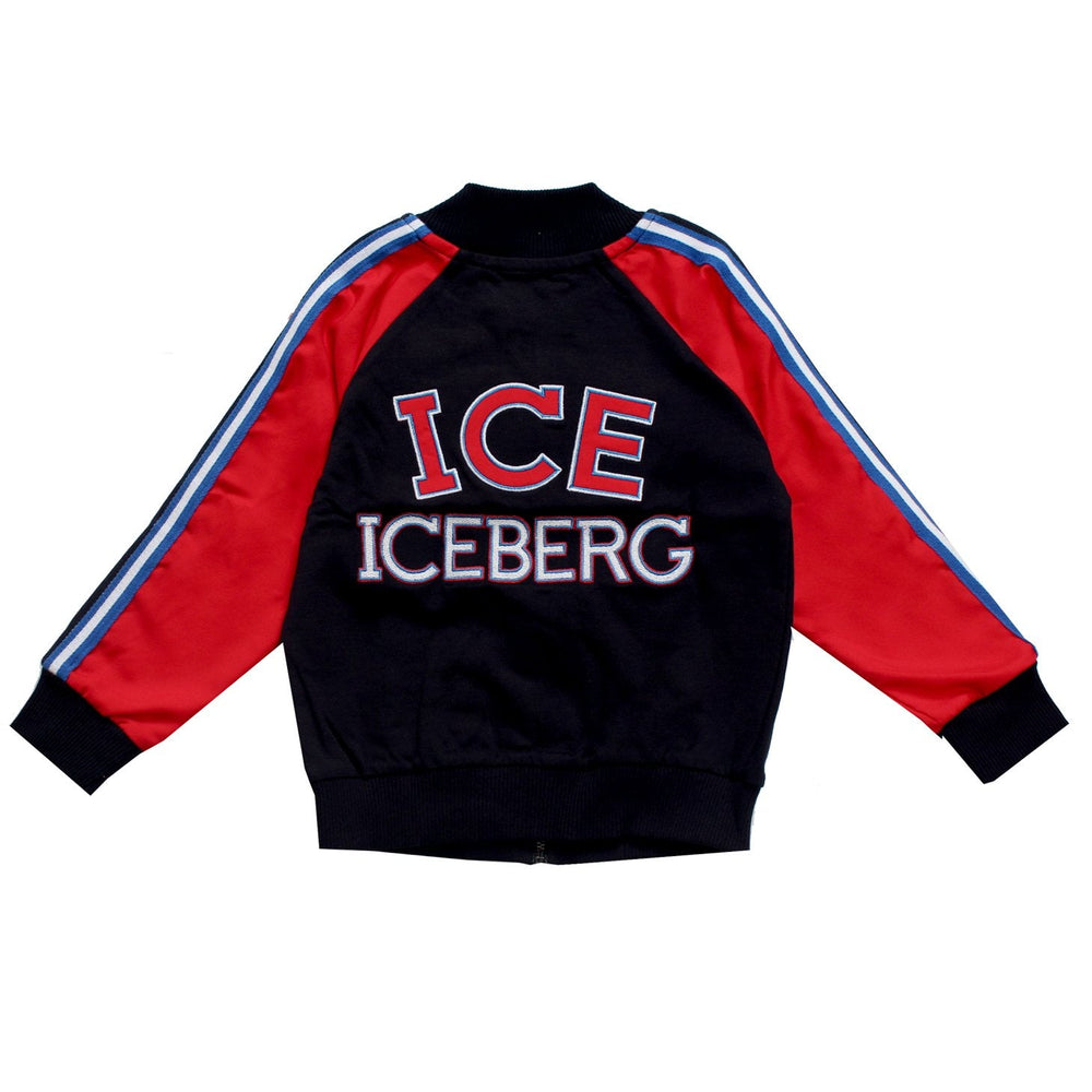 Iceberg Boys Zip-Up Jacket with Logo and Stripe Detail in navy – view 2 of 2