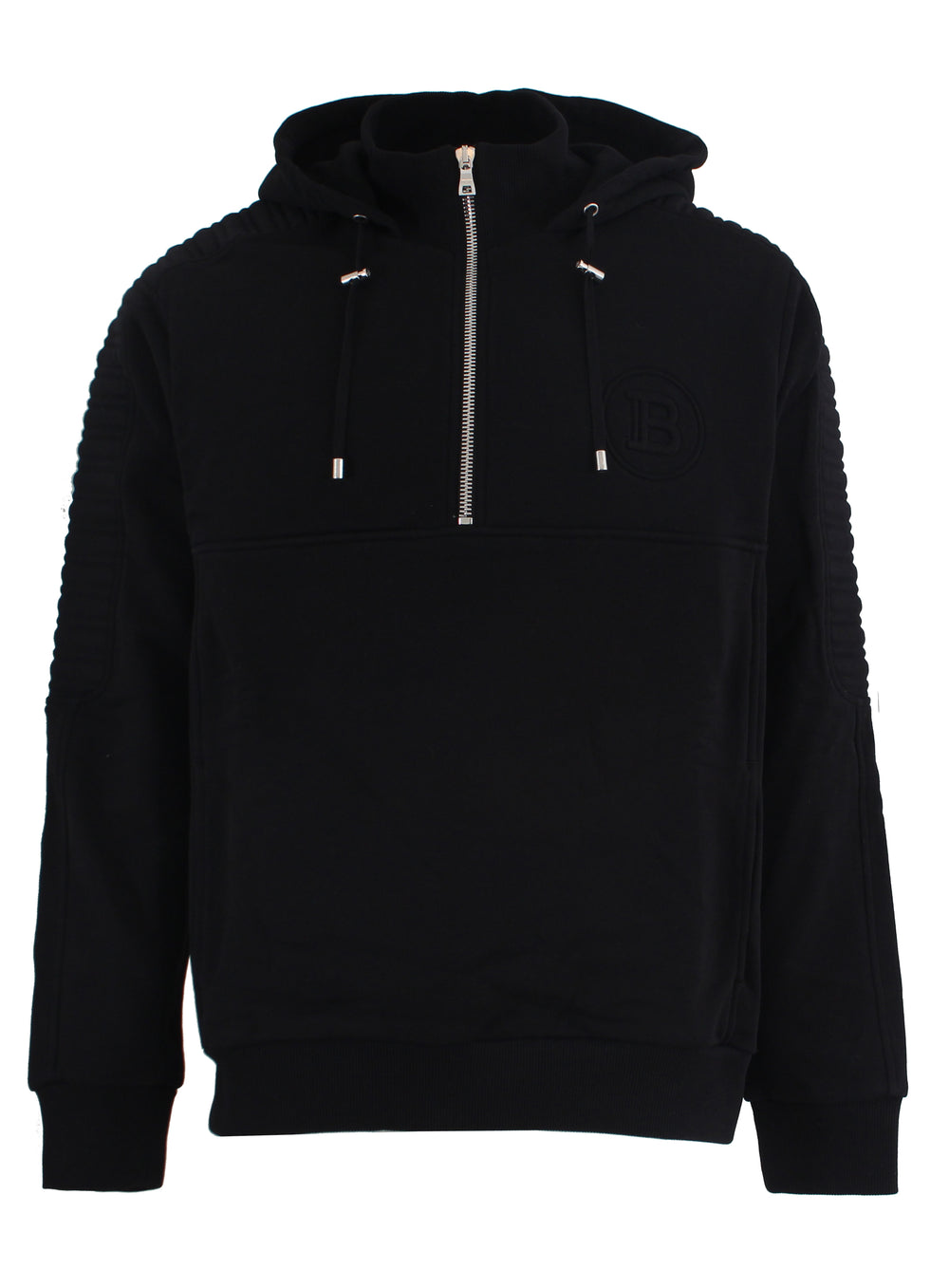 Embossed Hooded Track Top - Black