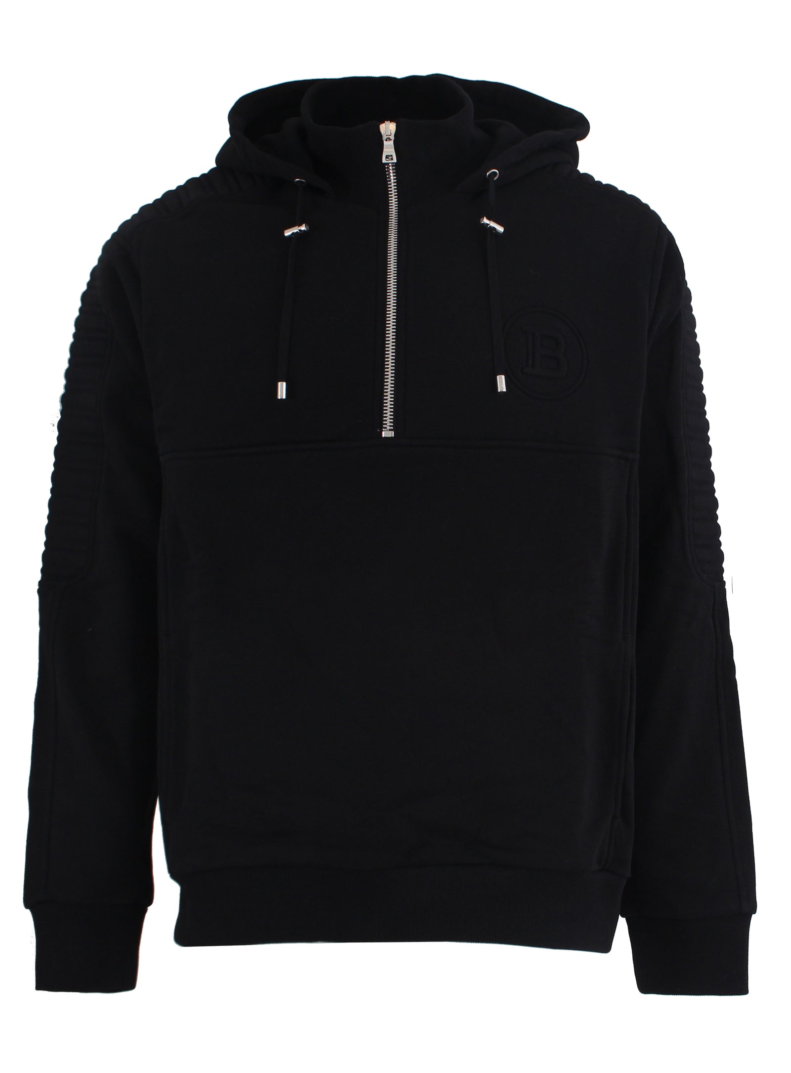Embossed Hooded Track Top - Black