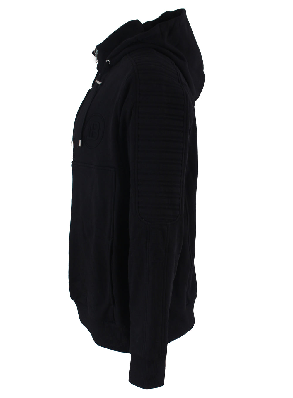 Embossed Hooded Track Top - Black