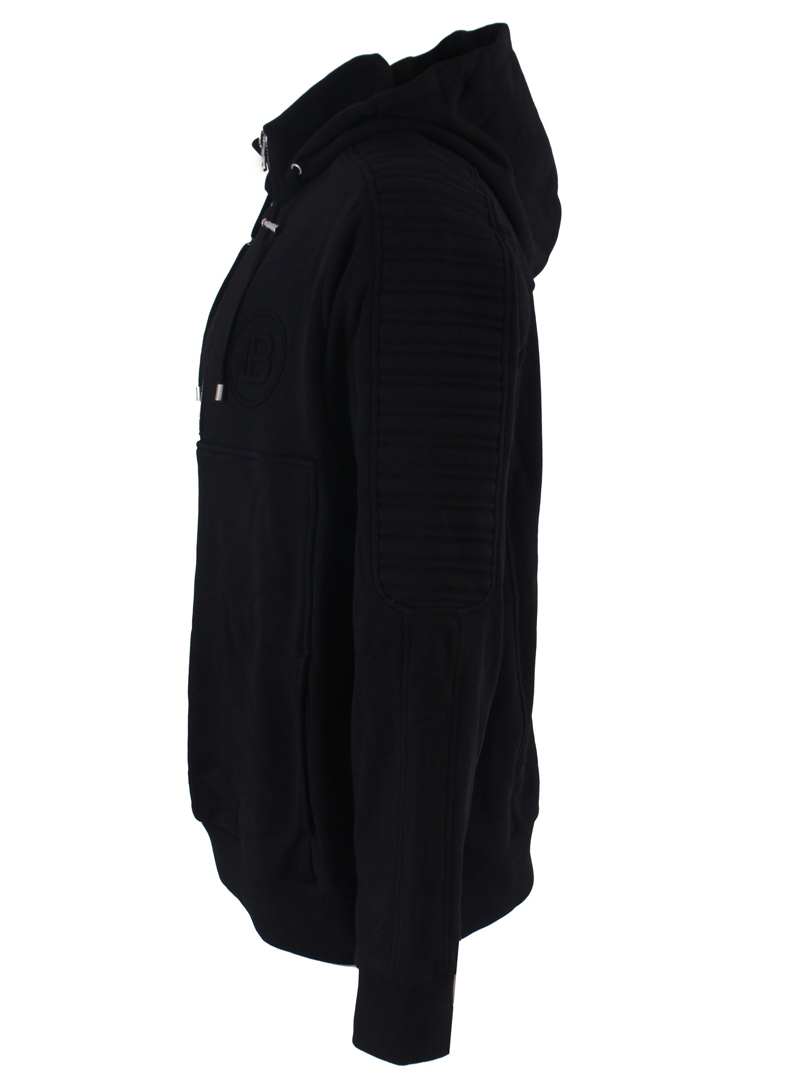 Embossed Hooded Track Top - Black