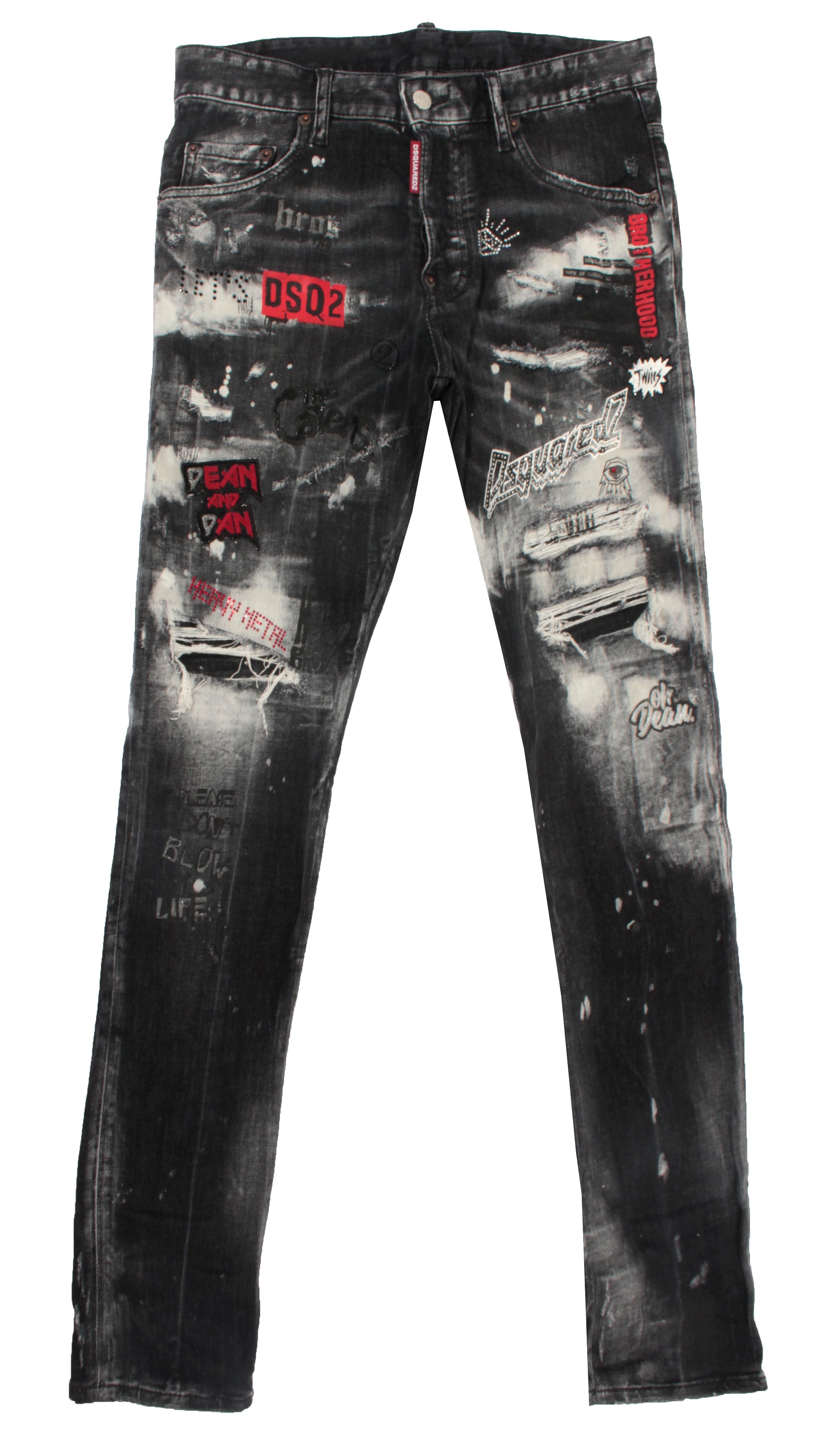 Men's Patch Black Destroyed Skater Jeans