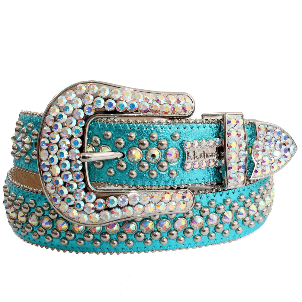 B.B. Simon Turquoise Belt with iridescent crystals and silver embellishments – view 1 of 1