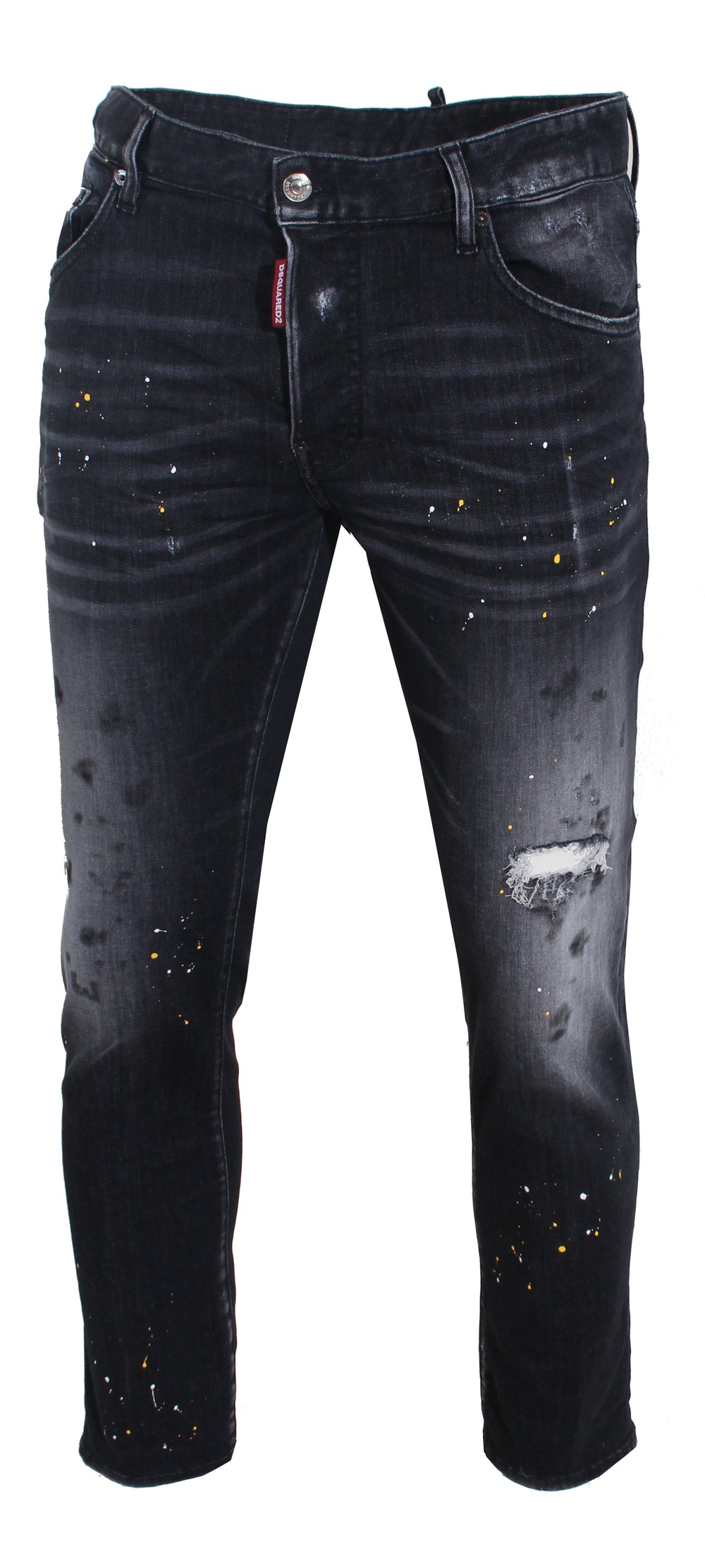 DSQUARED2 Paint Splattered Skater Jean in Black – view 1 of 3