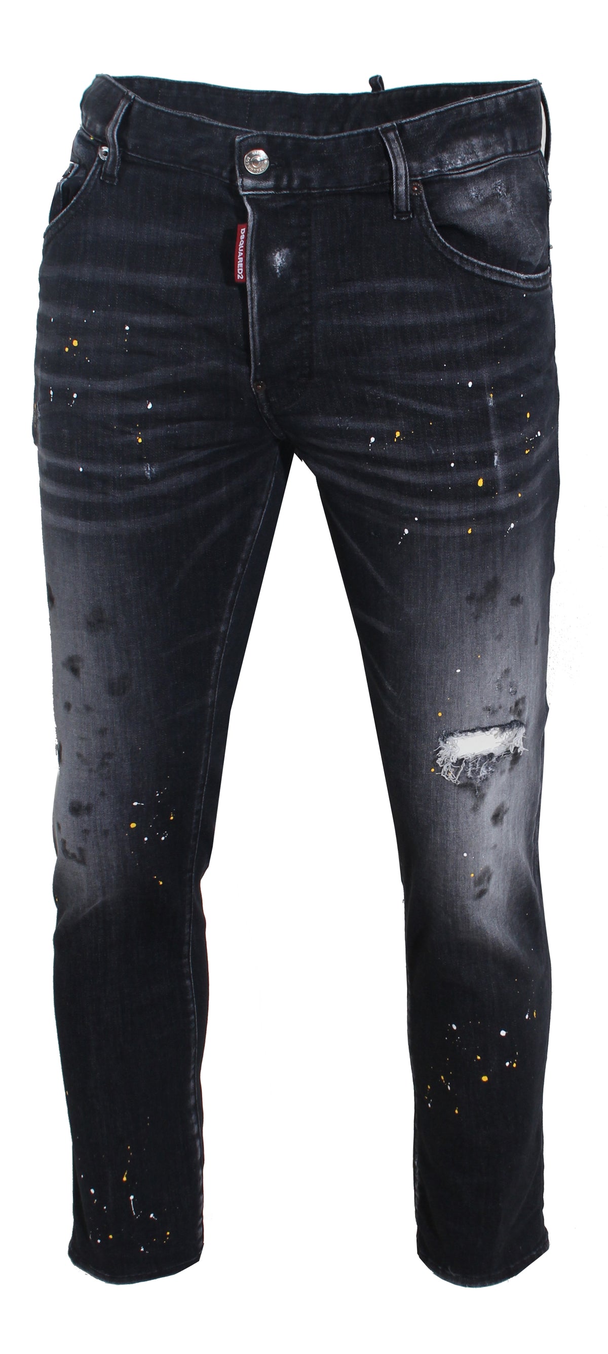Paint Splattered Skater Jean - Black