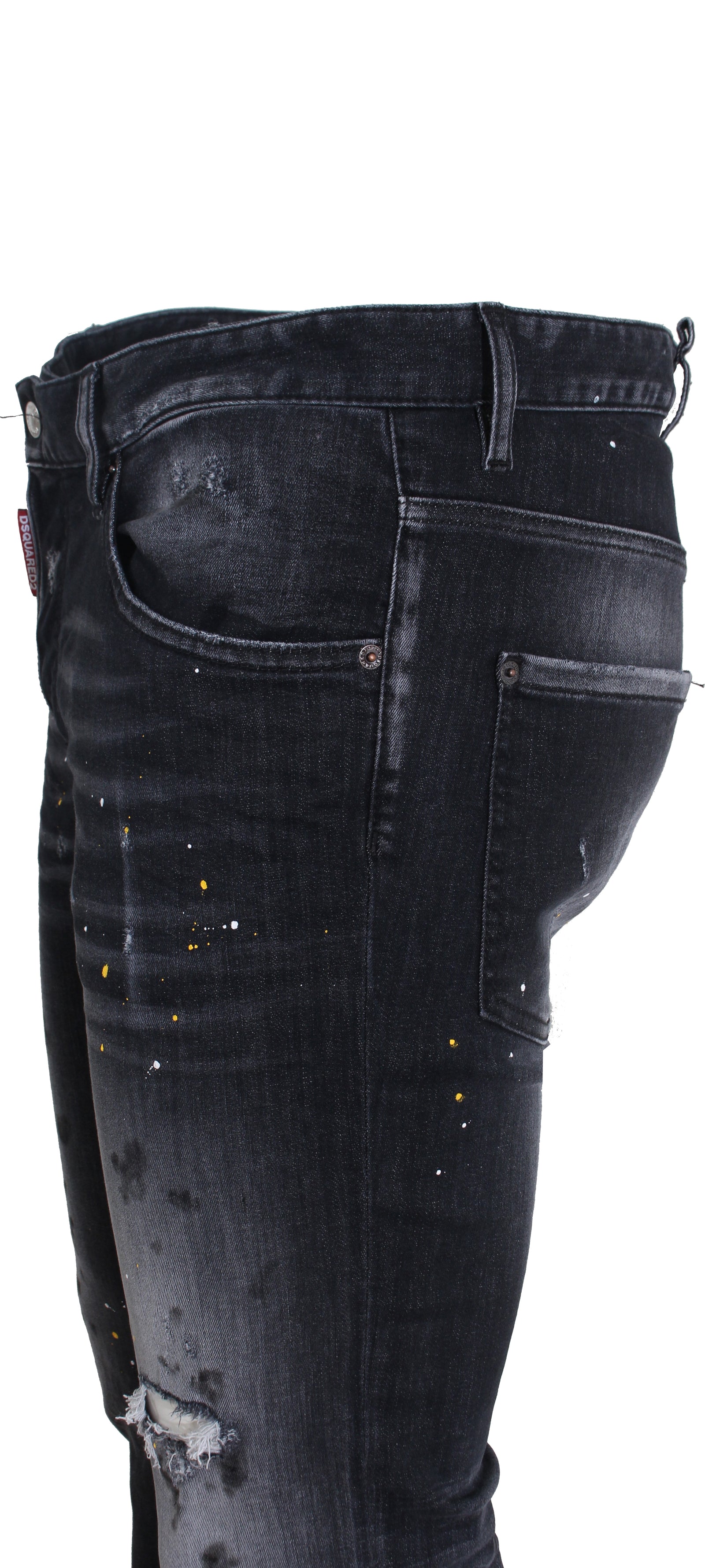 DSQUARED2 Paint Splattered Skater Jean in Black – view 2 of 3